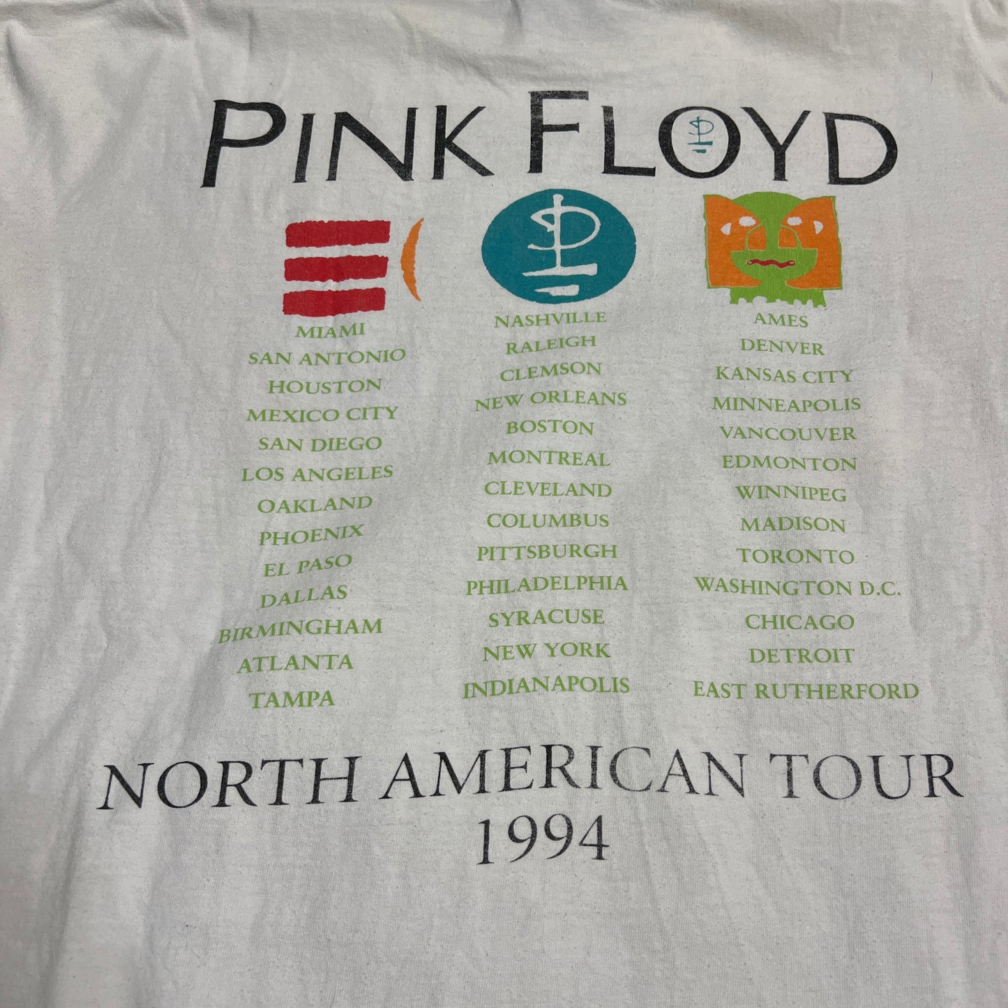 1994 Pink Floyd Metal Heads Division Bell Tour White Tee Size XL USED v15389