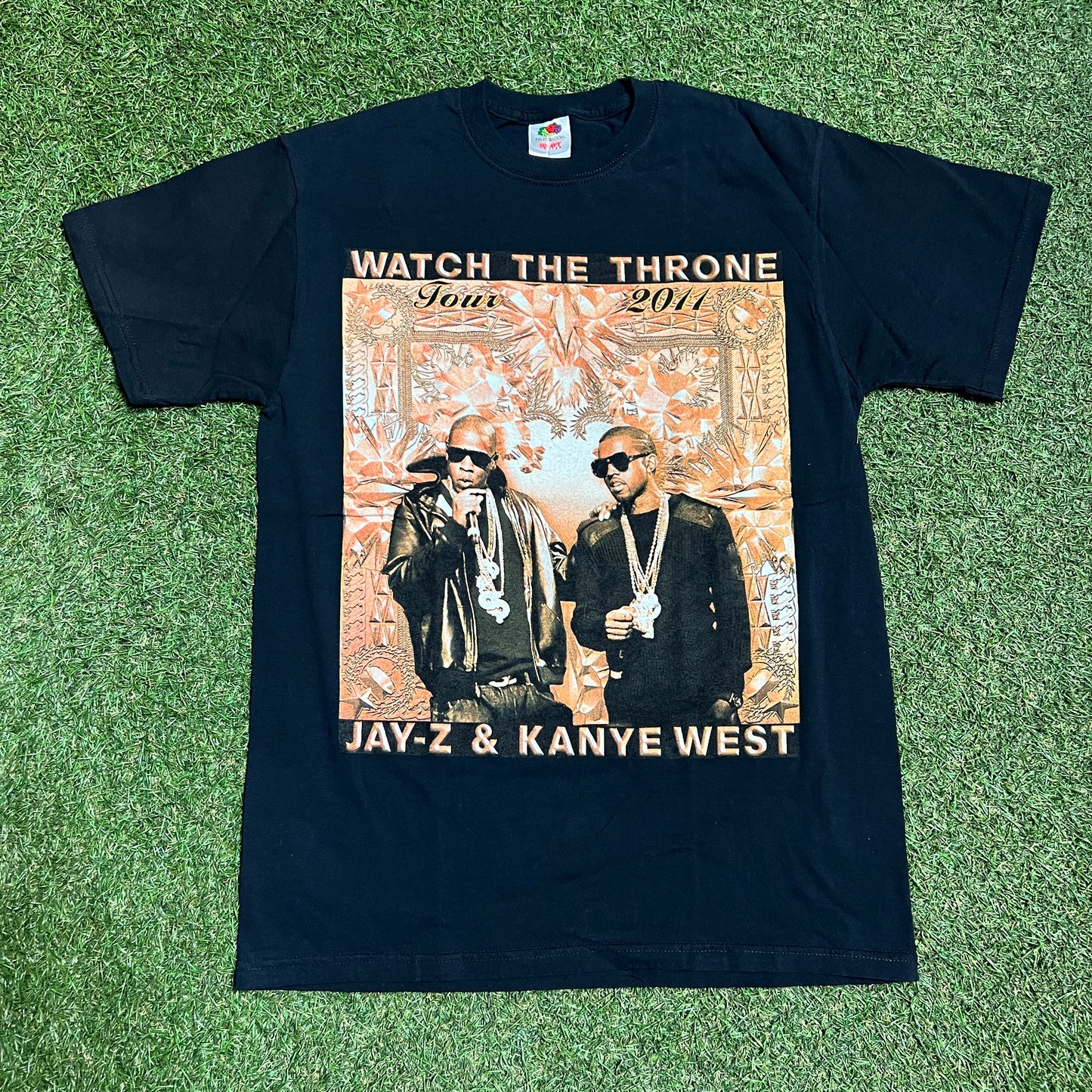 2011 Watch The Throne Kanye Jay Z Bootleg Black Tee Size Medium USED x12896