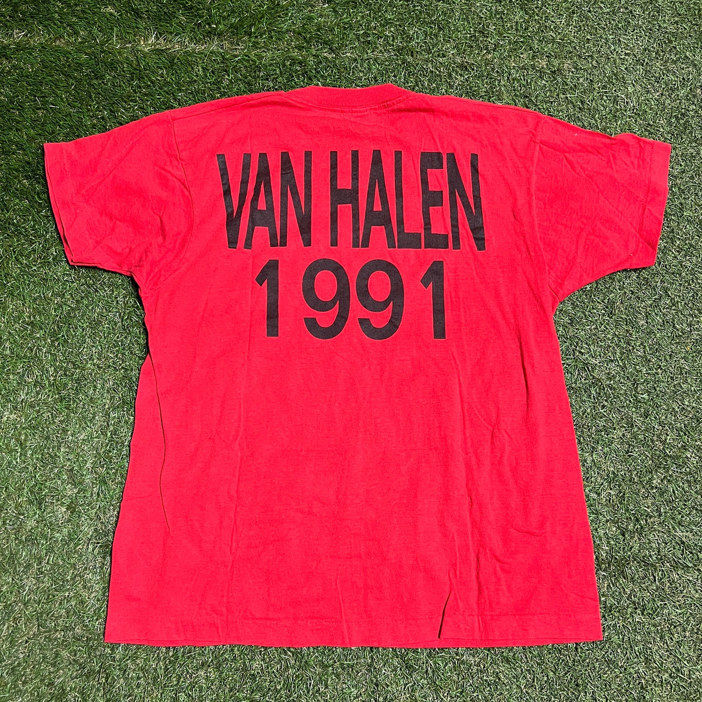 1991 Van Halen "Carnal Knowledge" Red Tee Size XL USED v15477
