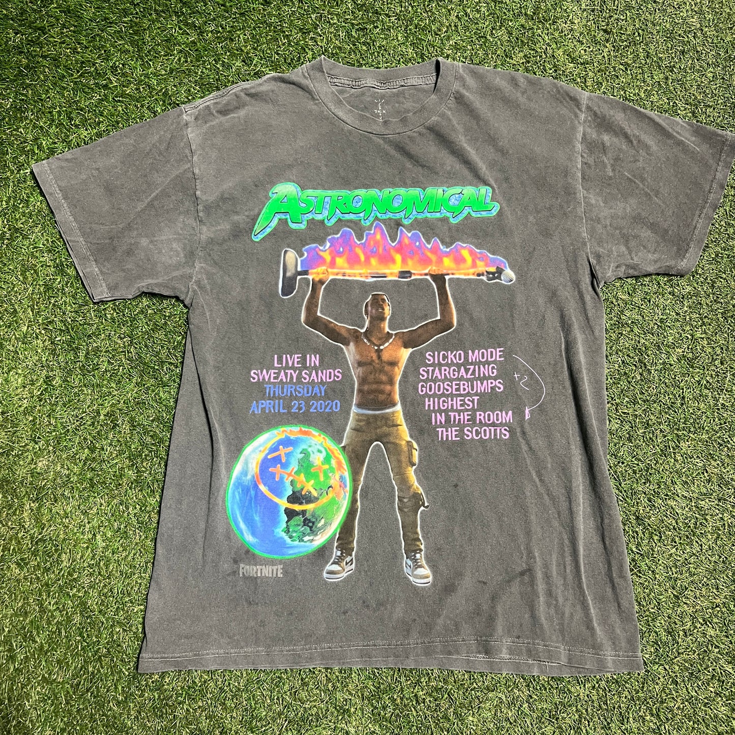 Travis Scott Astronimical Fortnite Grey Tee Size Medium USED x12035