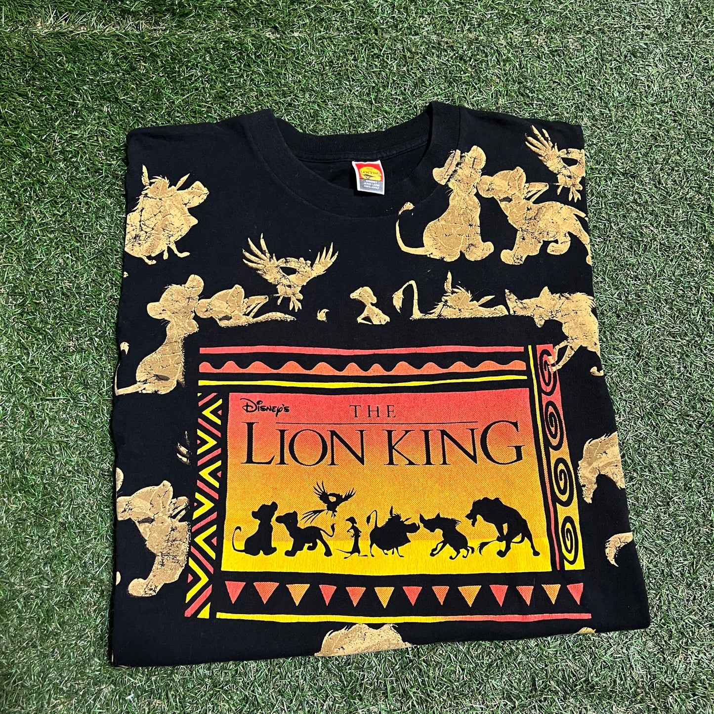 1990s Lion King Art Tee Black Size XL USED v15448