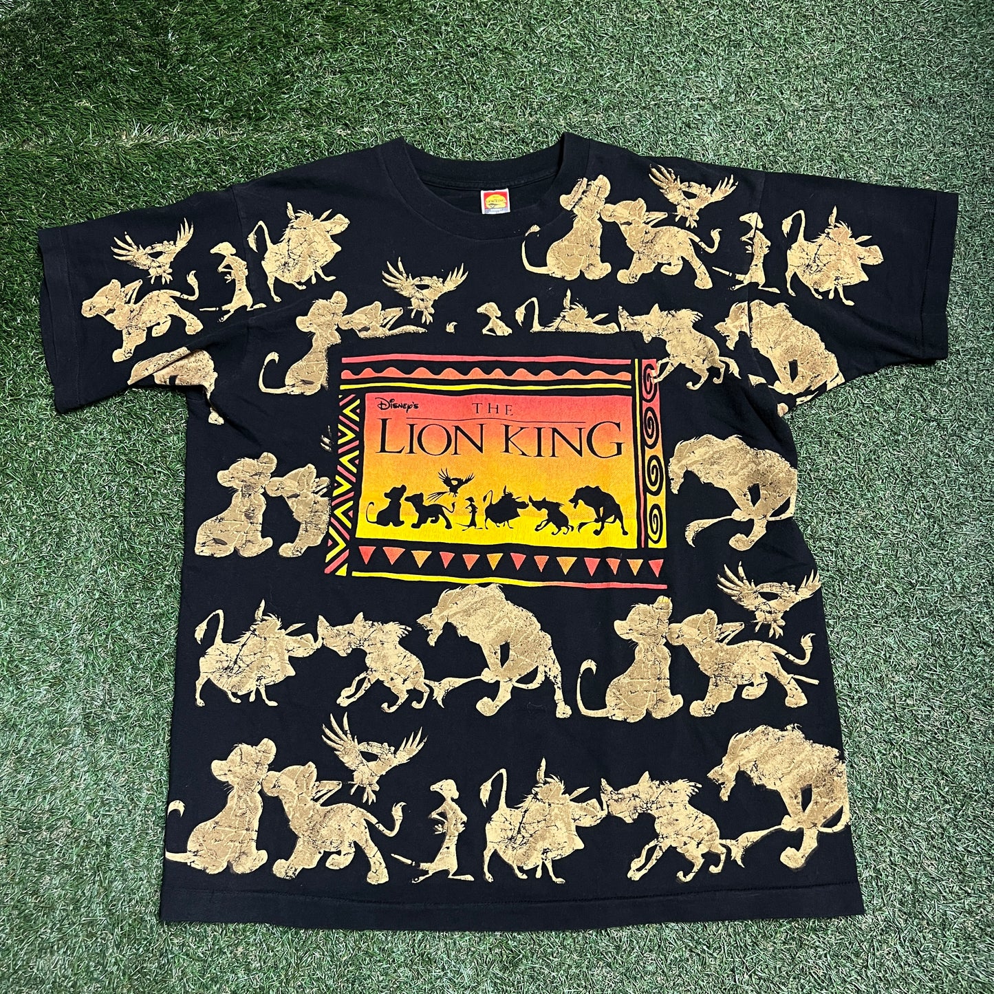 1990s Lion King Art Tee Black Size XL USED v15448