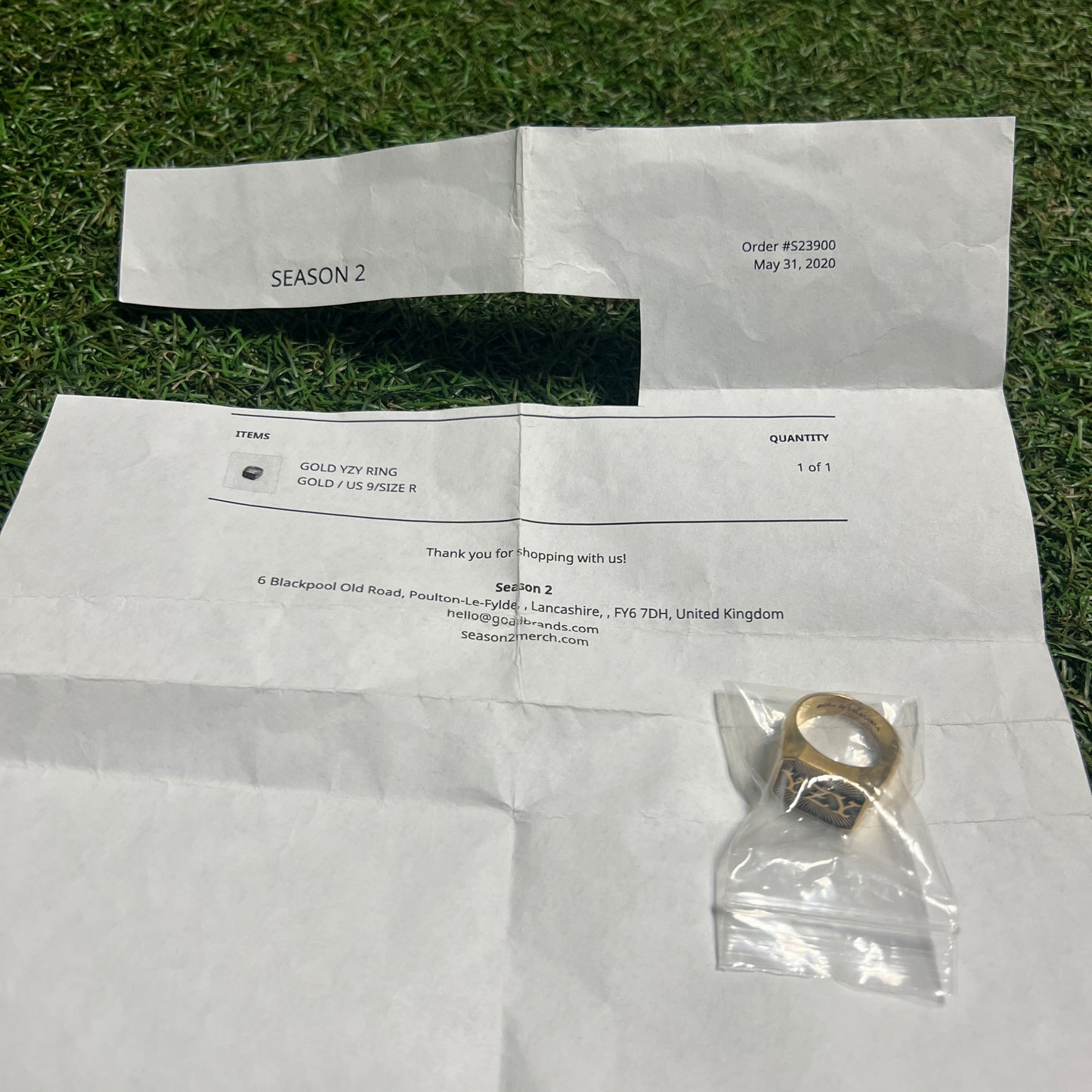 Yeezy Season 2 Merch YZY Gold Ring Size 9 USED x12030