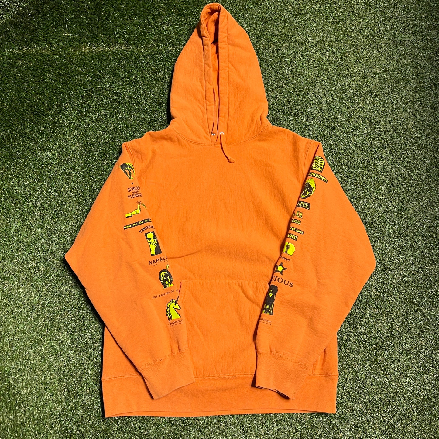 Supreme Menace 2018 Orange Hoodie Size Large USED x12921
