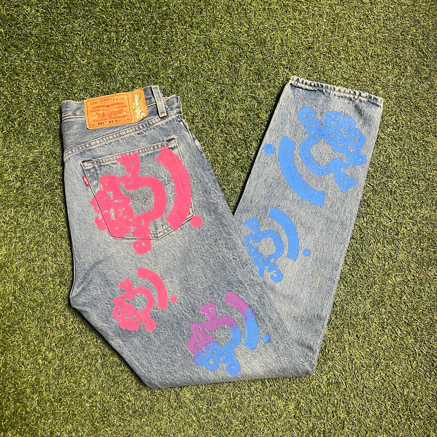 Denim Tears x Levi's 501 Blue Jeans Size 31x32 USED x12048