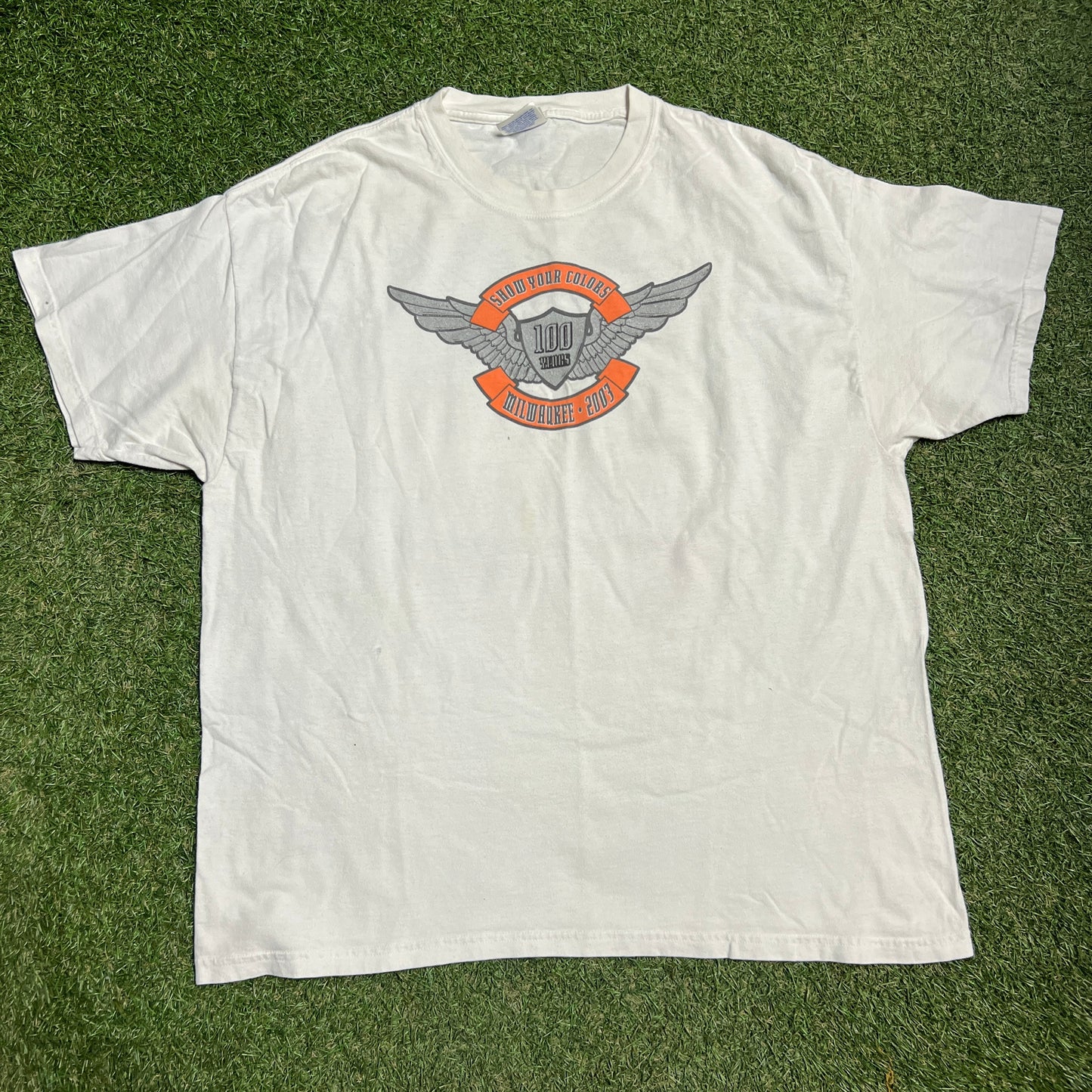 2003 Harley Davidson "Show Your Colors" White Tee Size XL USED v15493