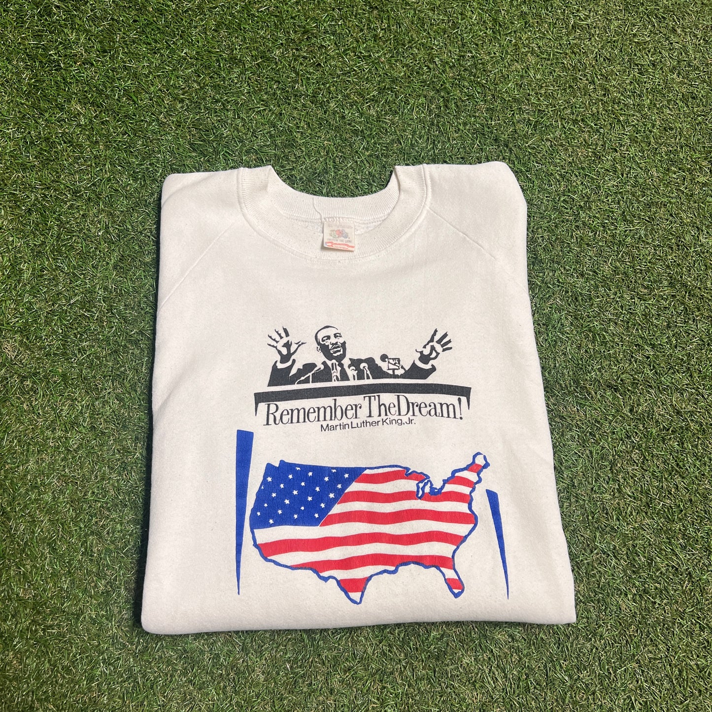 1990s MLK "Remeber the Dream" White Crewneck Size XL USED v14385
