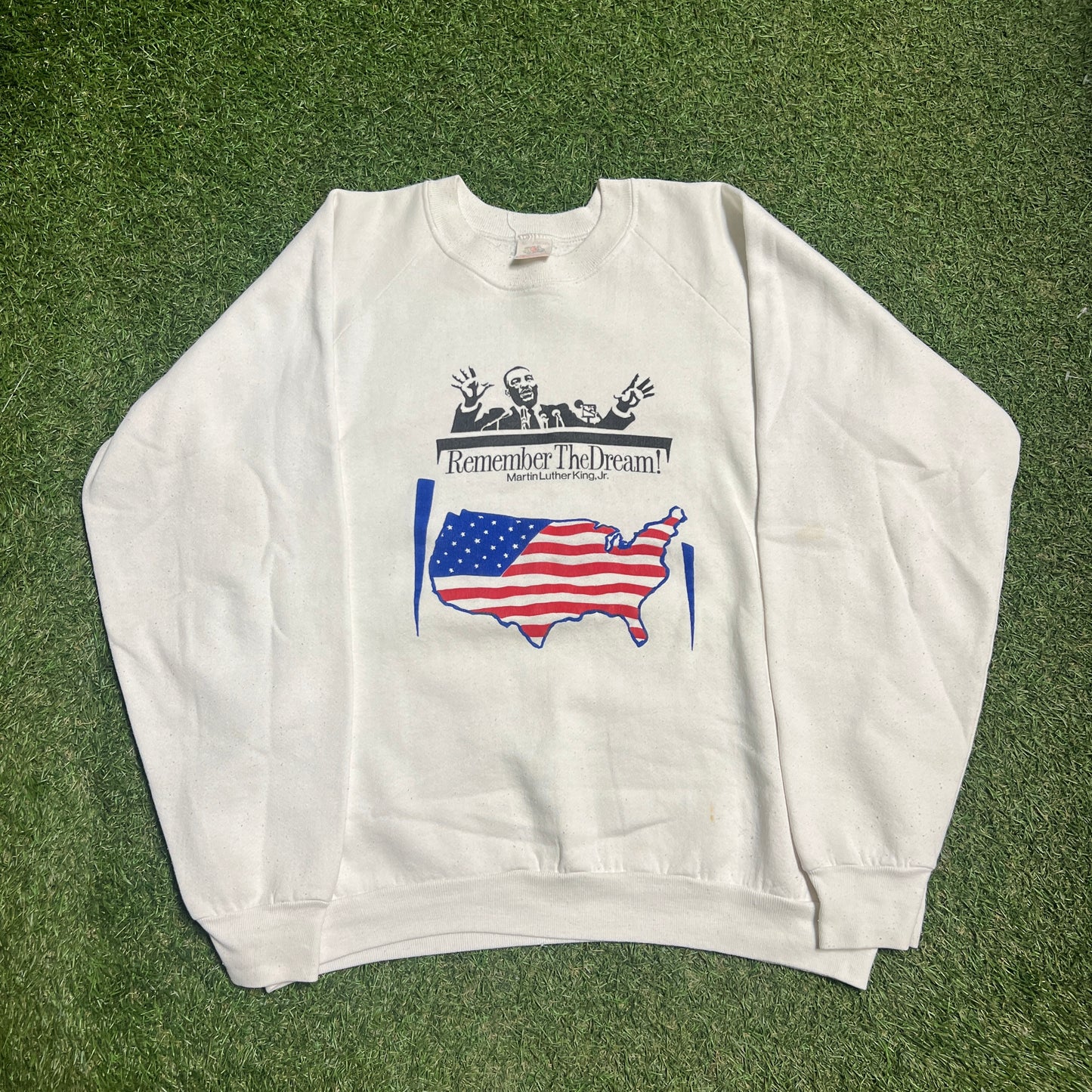 1990s MLK "Remeber the Dream" White Crewneck Size XL USED v14385