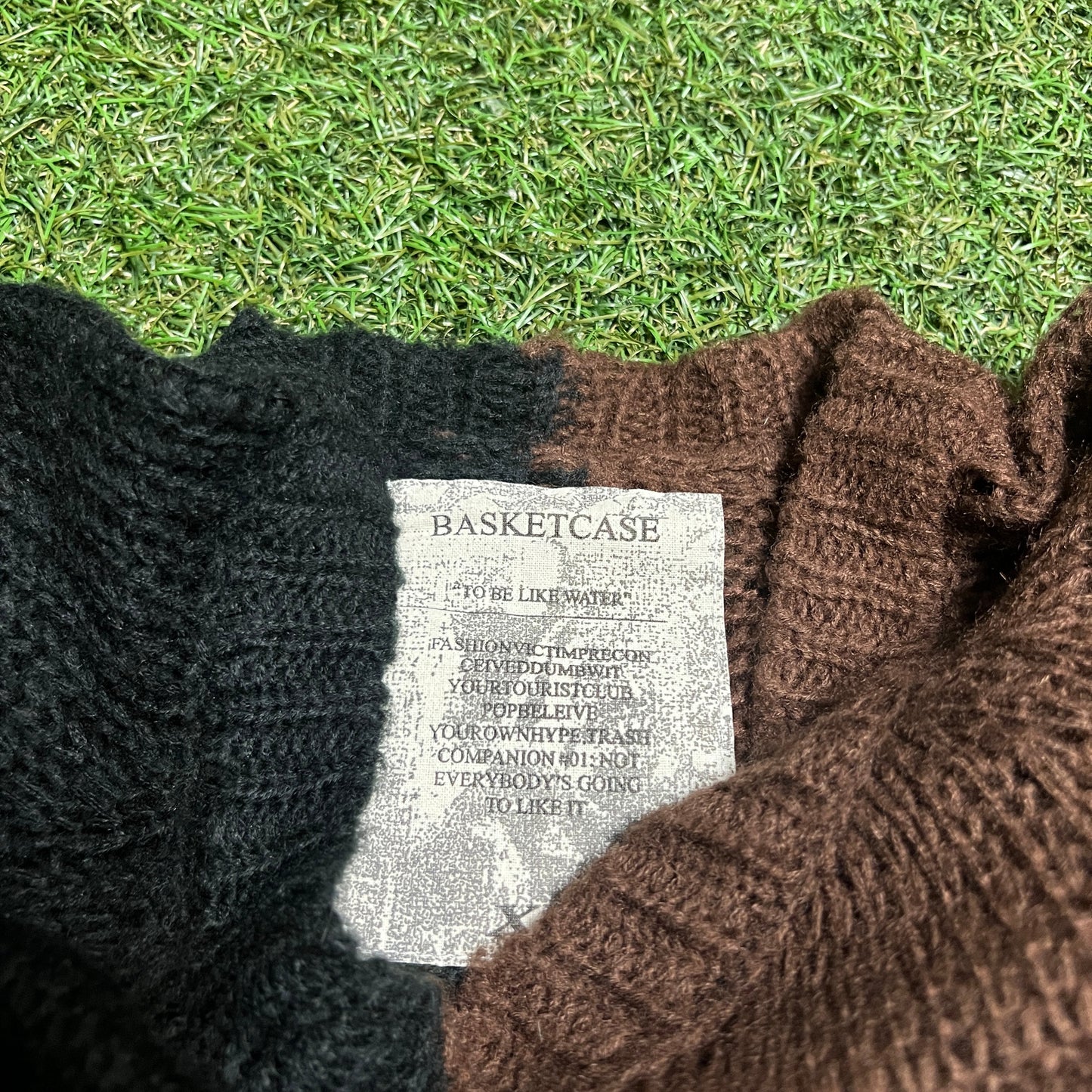 Basket Case Black/Brown Blocking Knit Sweater Size XL USED v15509
