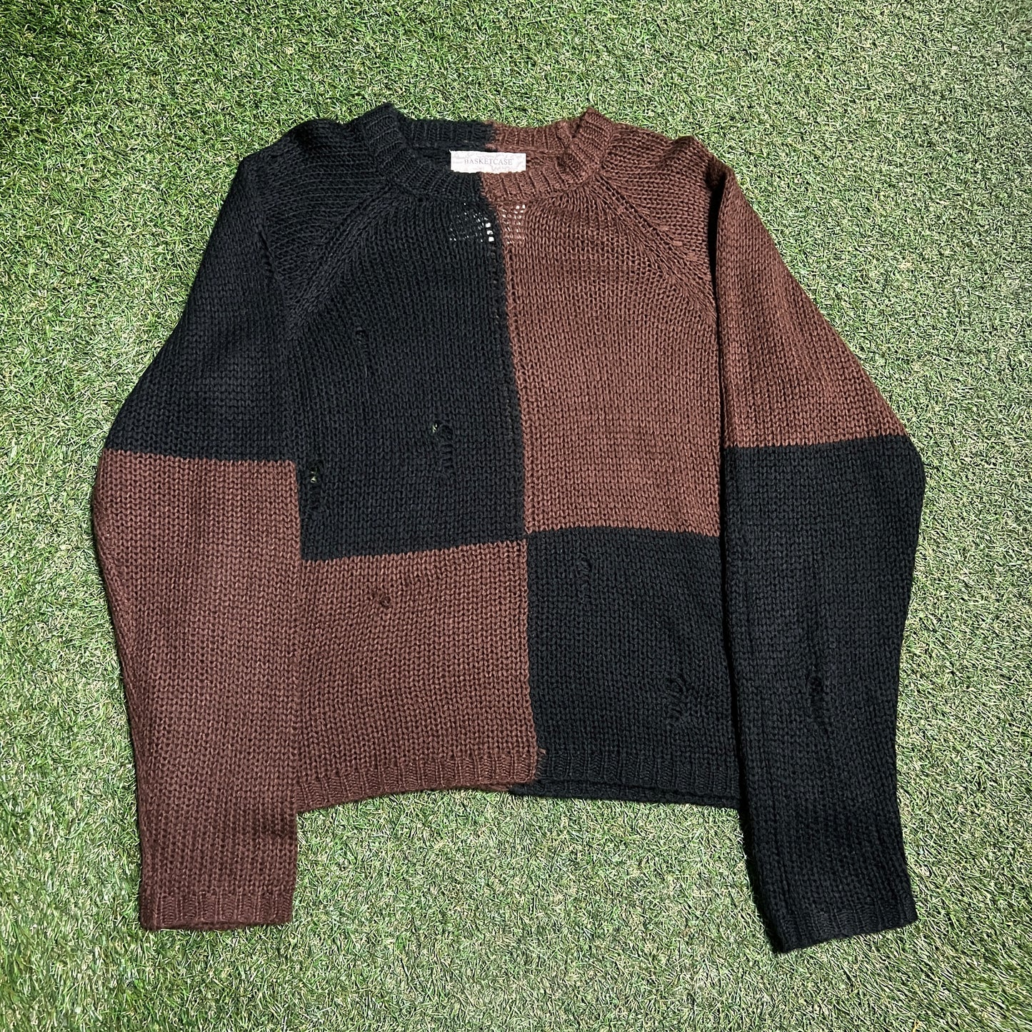 Basket Case Black/Brown Blocking Knit Sweater Size XL USED v15509