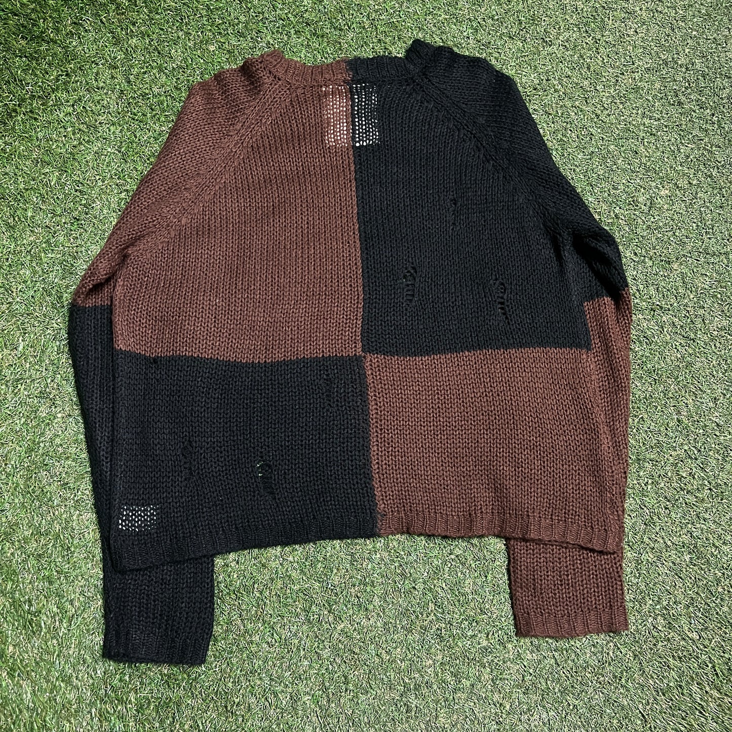Basket Case Black/Brown Blocking Knit Sweater Size XL USED v15509