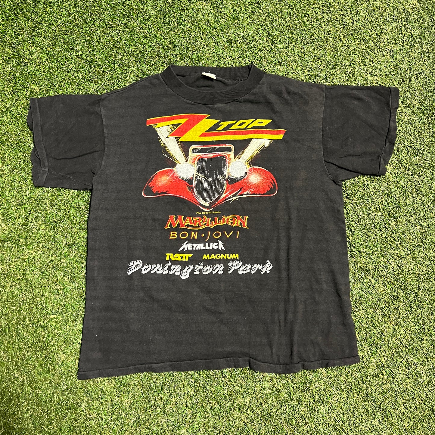 1985 ZZ top monsters of rock tee black Size Small USED v14426