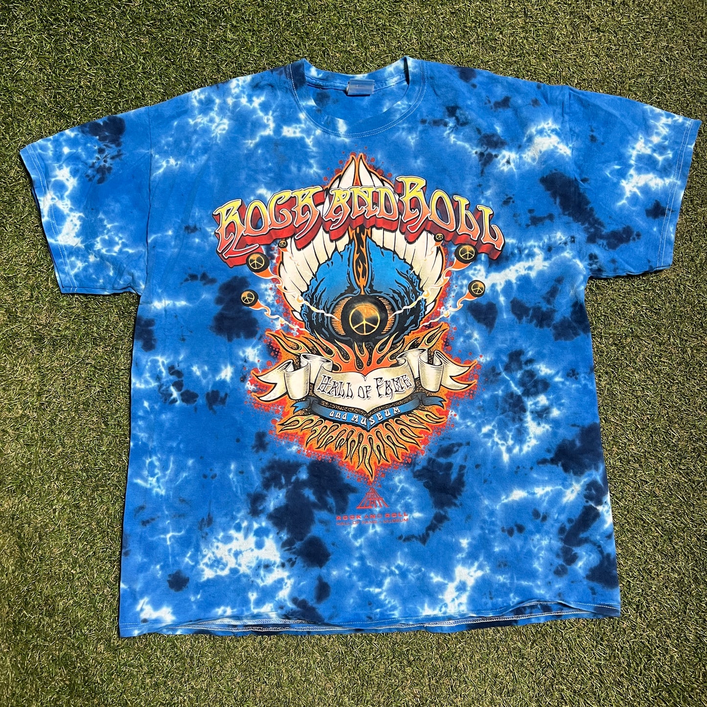 Rock And Roll Hall of Fame Museum Blue Tie Dye Tee Size XL USED v15546