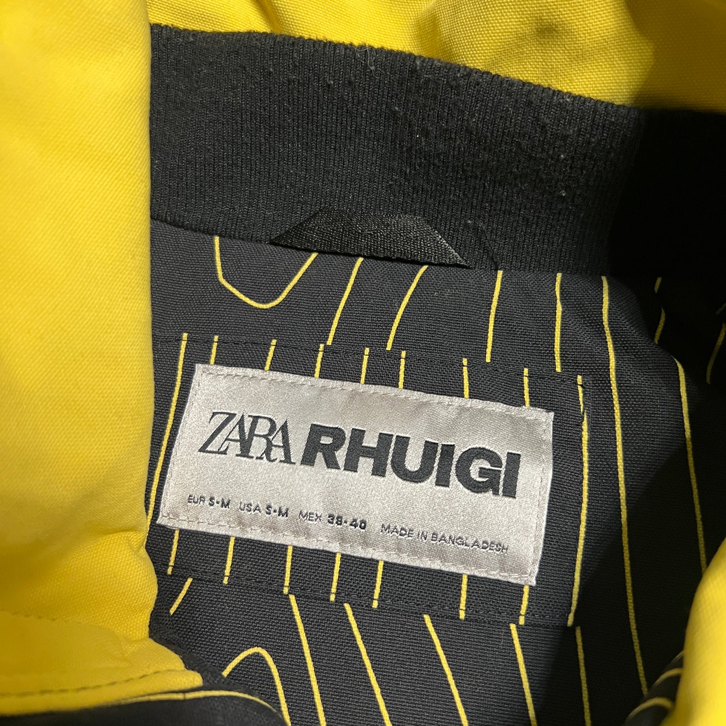 Zara x Rhuigi Black and Yellow Lined Jacket Size Medium USED x12068