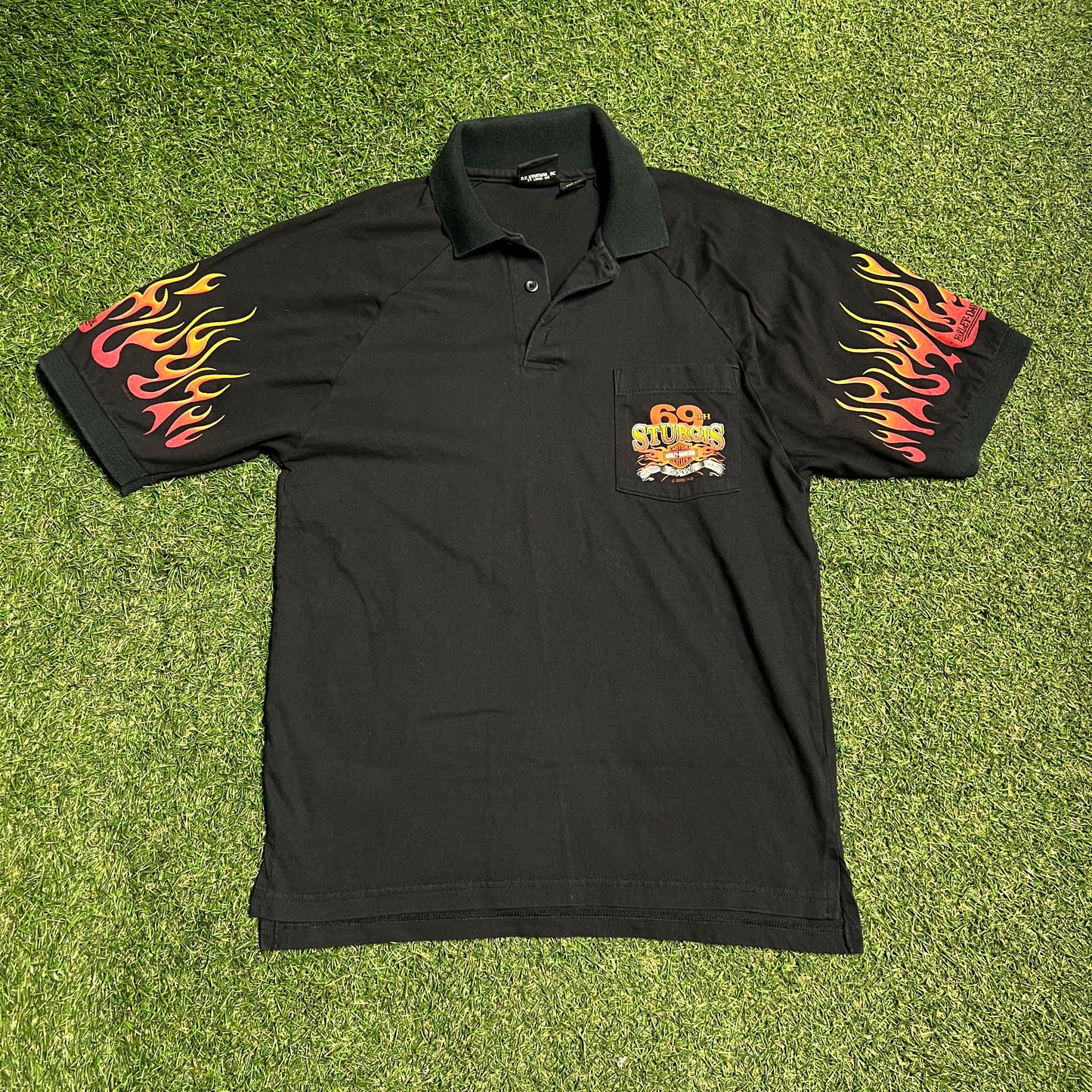 2009 Harley Davidson 69th Anniversary Polo w/ Flames Size Small USED v15571
