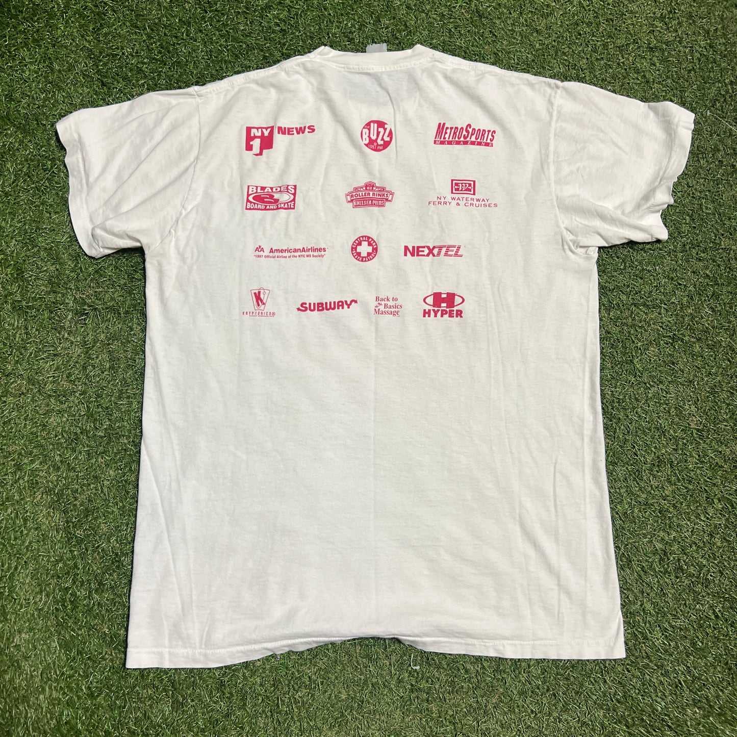1990s Super Roll For MS White Tee Size XL USED v15566