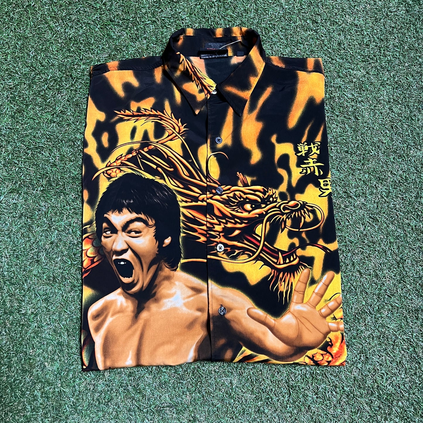 Bruce Lee AOP Short Sleeve Button Up Size XXL USED v15578