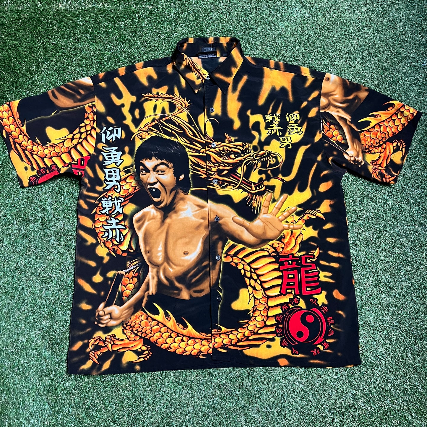Bruce Lee AOP Short Sleeve Button Up Size XXL USED v15578