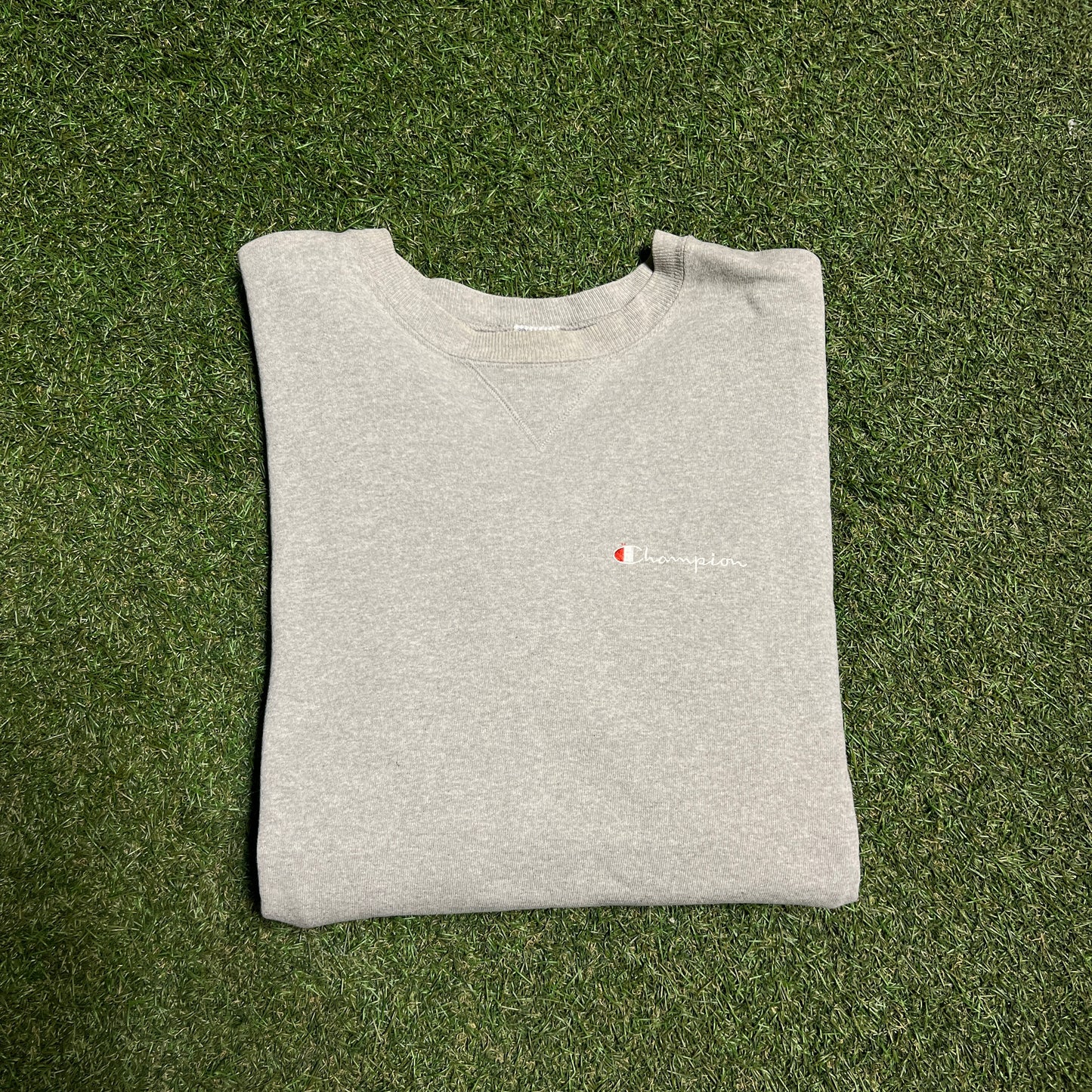 Champion 1990s Simple Spellout Grey Crewneck Size Large USED v14513