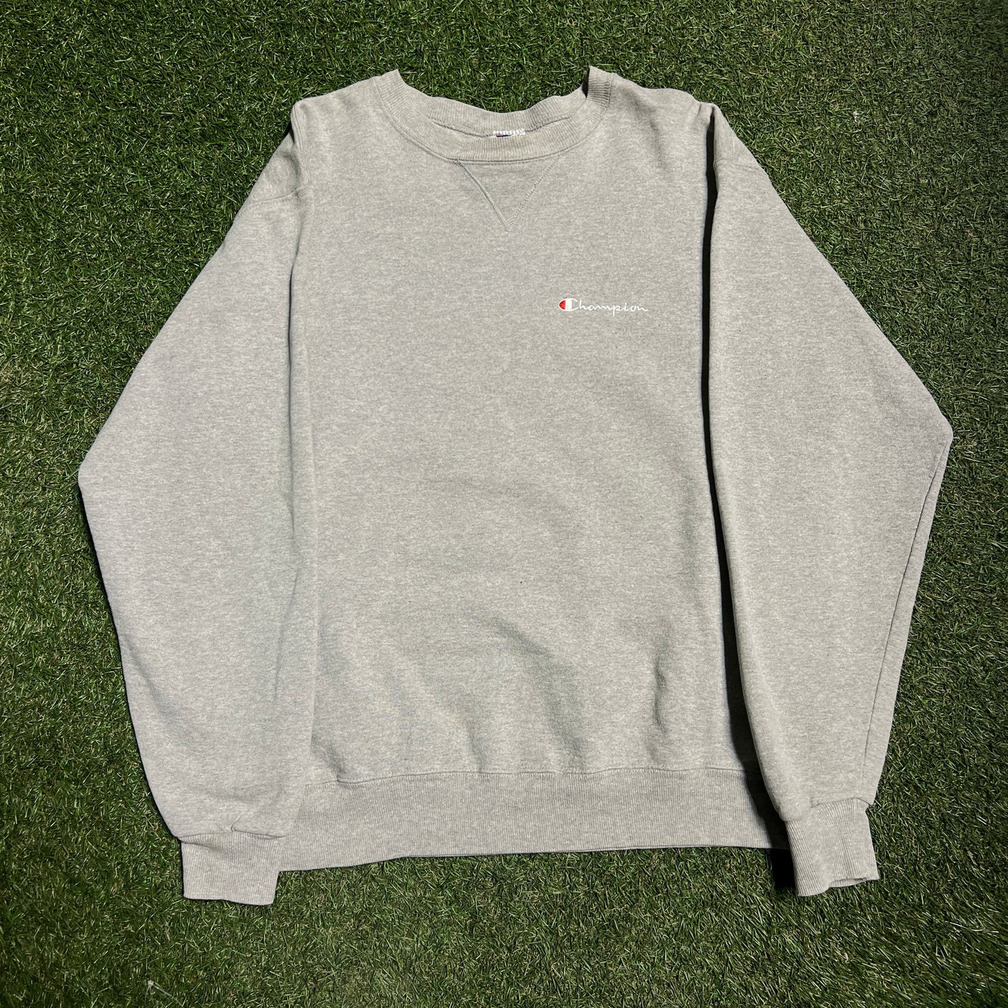Champion 1990s Simple Spellout Grey Crewneck Size Large USED v14513