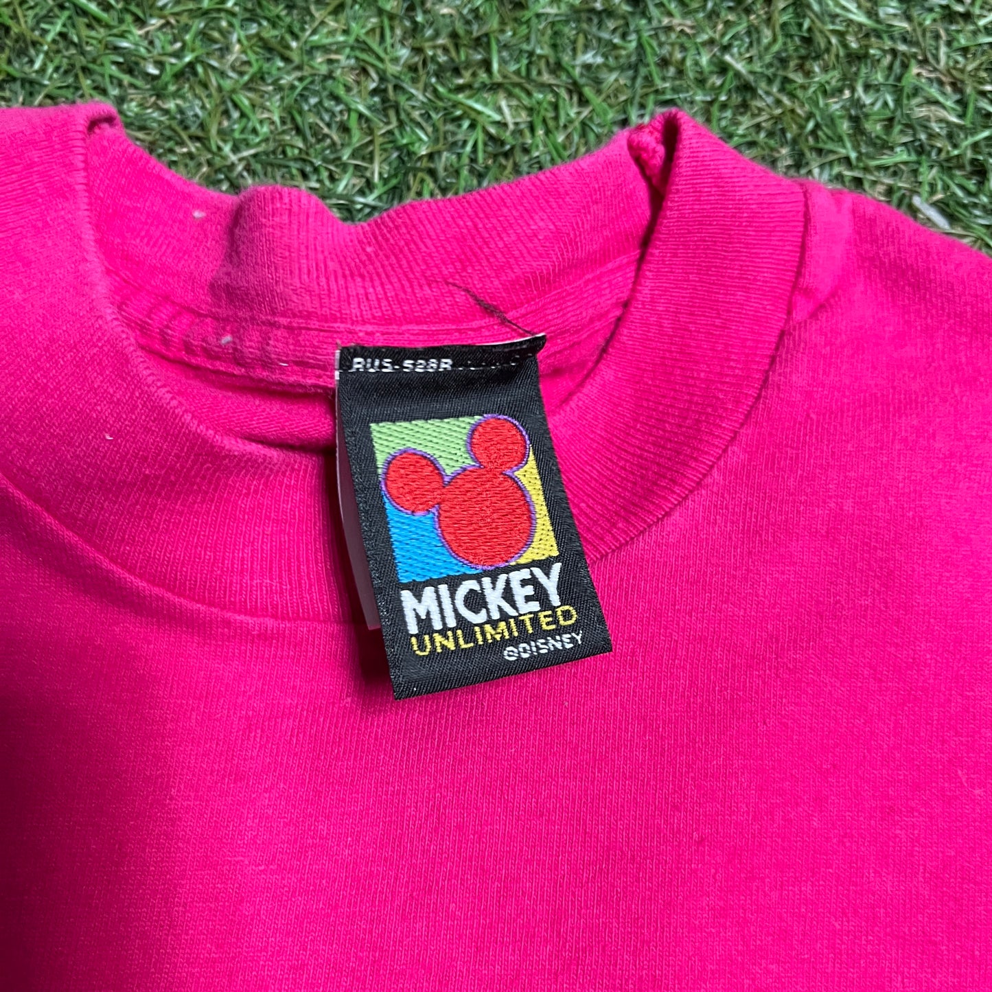1990s Mickey Mouse Virginia Tee Pink Size Large USED v14572