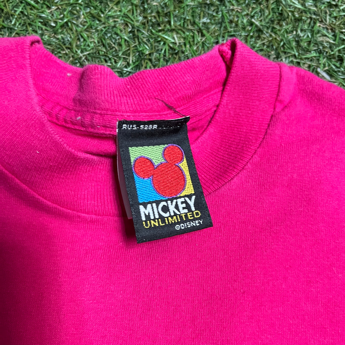 1990s Mickey Mouse Virginia Tee Pink Size Large USED v14572