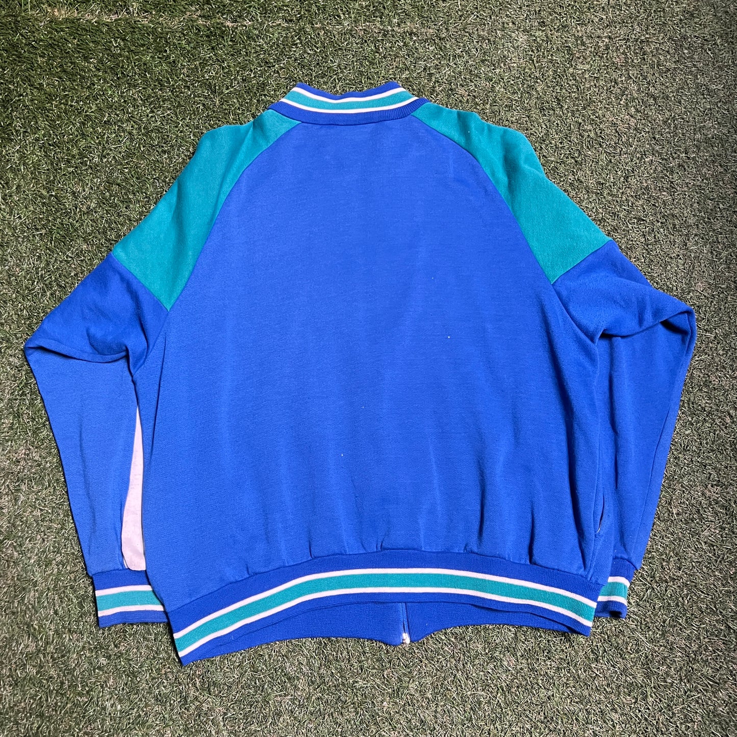 1990s Nike Teal/White/Blue Half Zip Fleece Size Large USED v14553