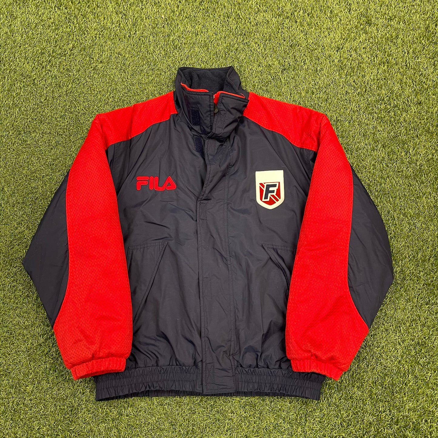1990s Fila Down Jacket Red Blue Size Large V14635