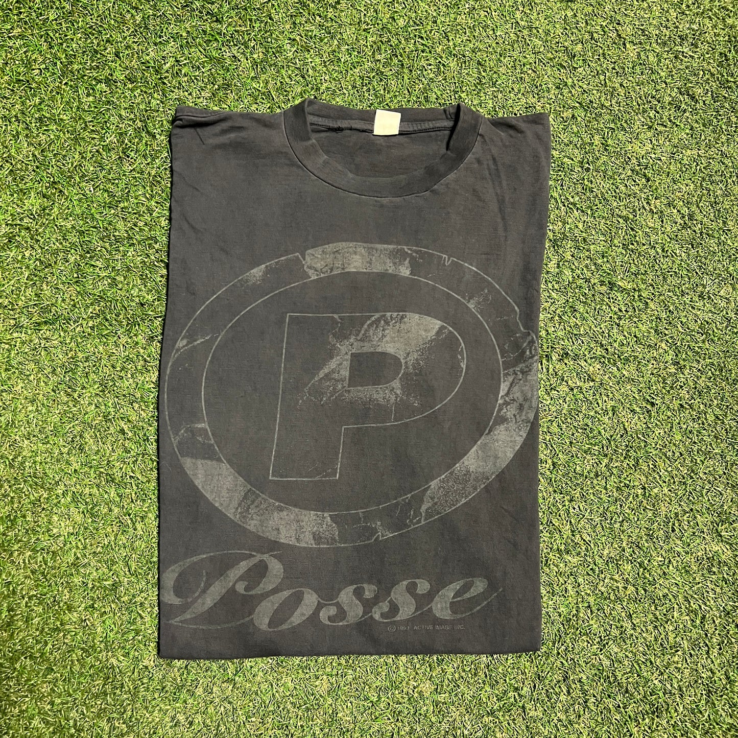 1993 Posse Black "P" Movie Promo Tee Size XXL USED v15626