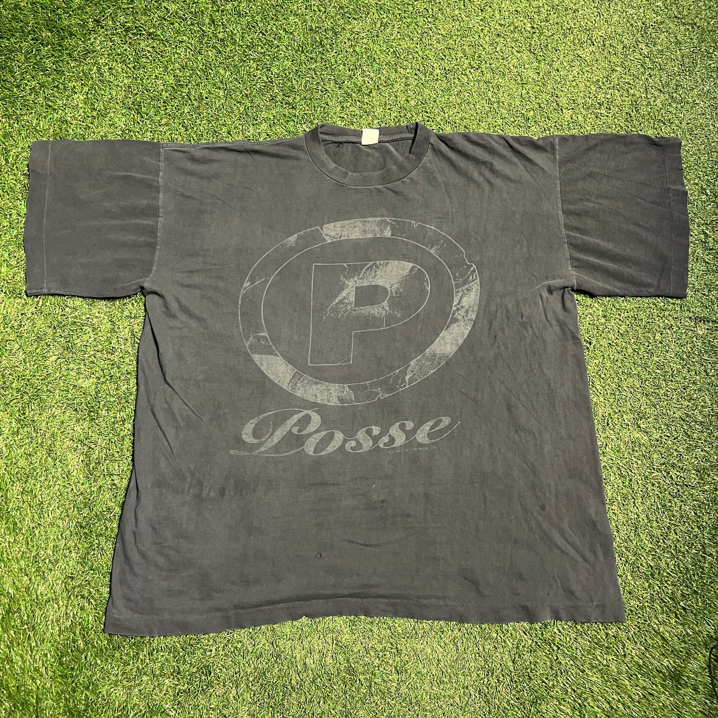 1993 Posse Black "P" Movie Promo Tee Size XXL USED v15626