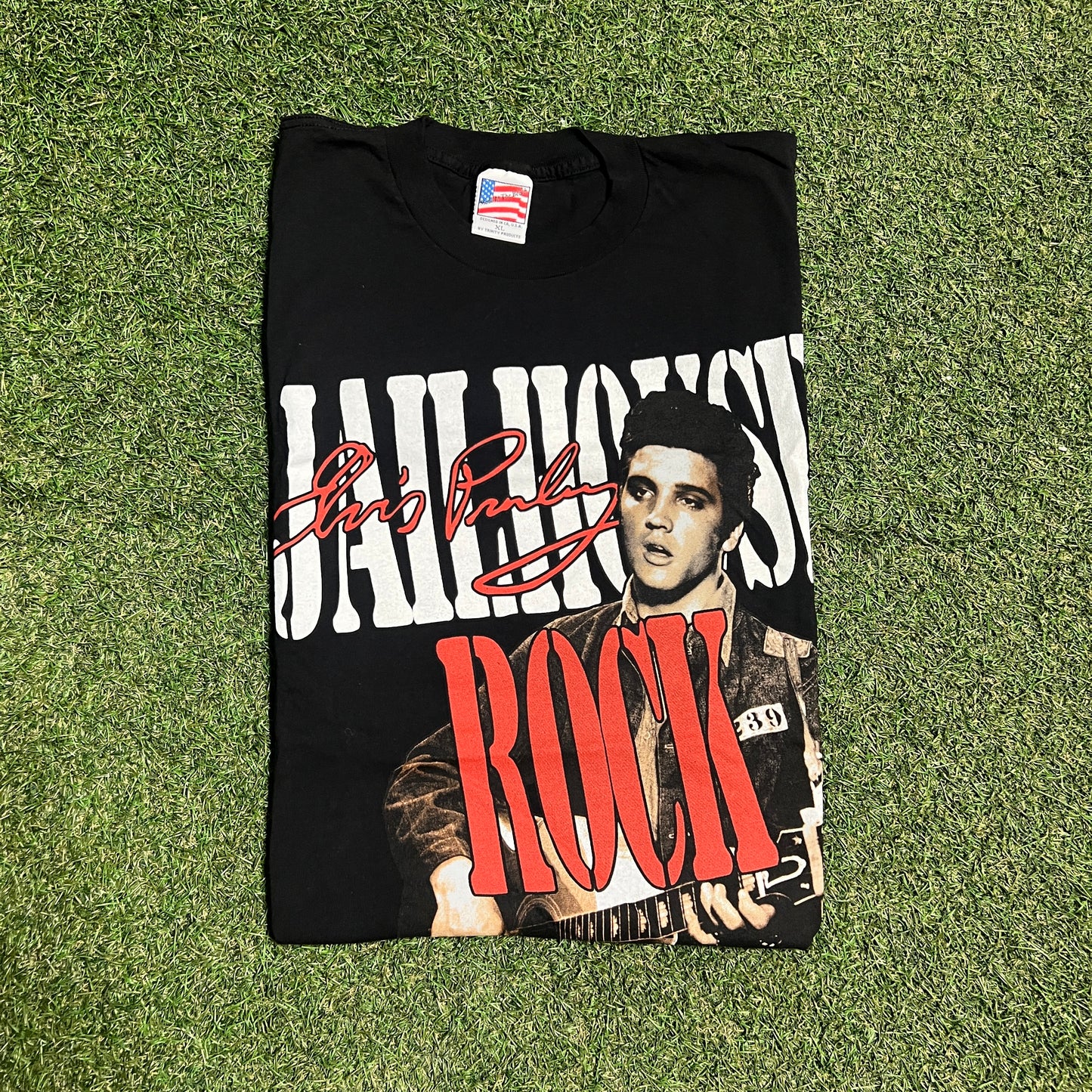 1996 Elvis Presley Black "Rock" Tee Size XL USED v15641