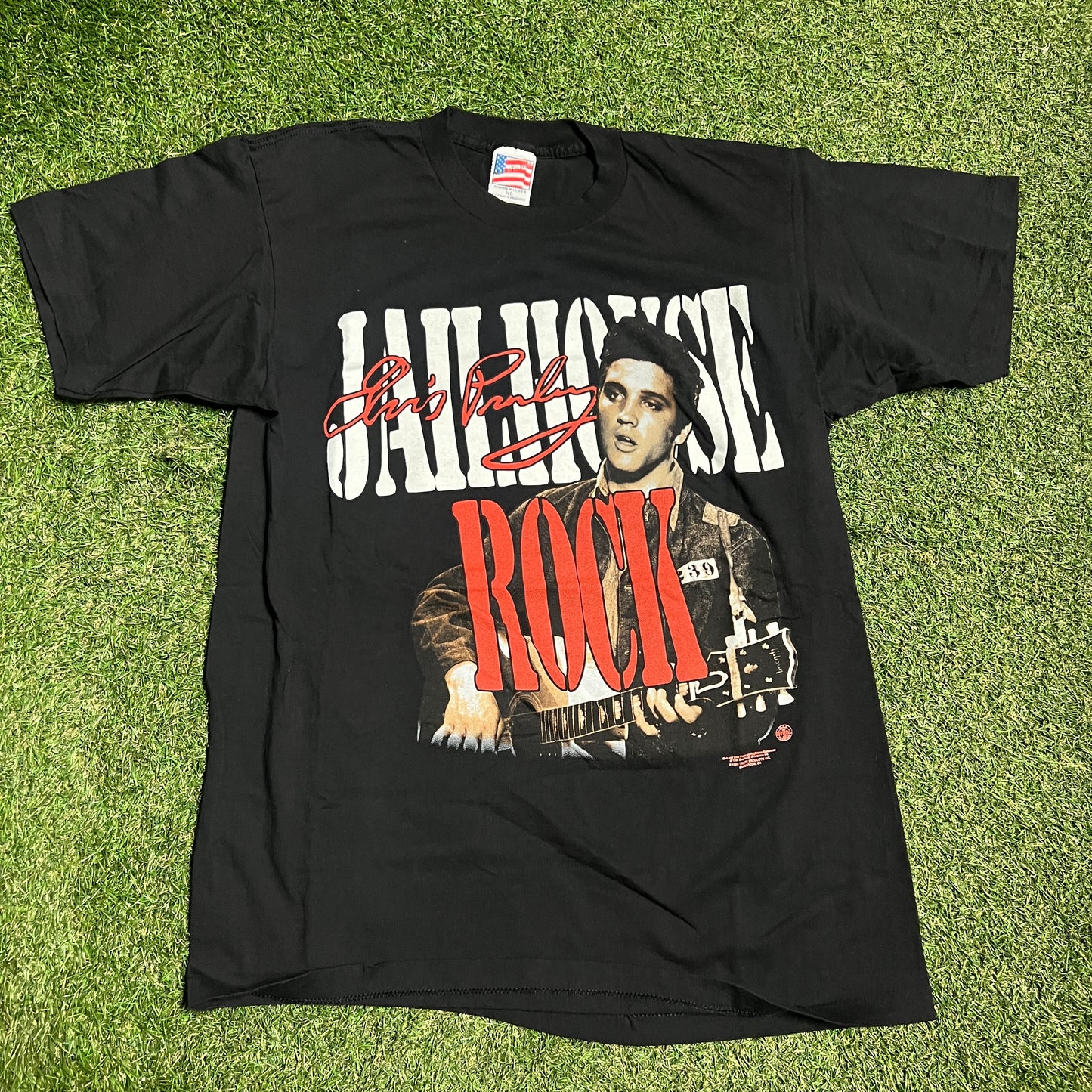1996 Elvis Presley Black "Rock" Tee Size XL USED v15641