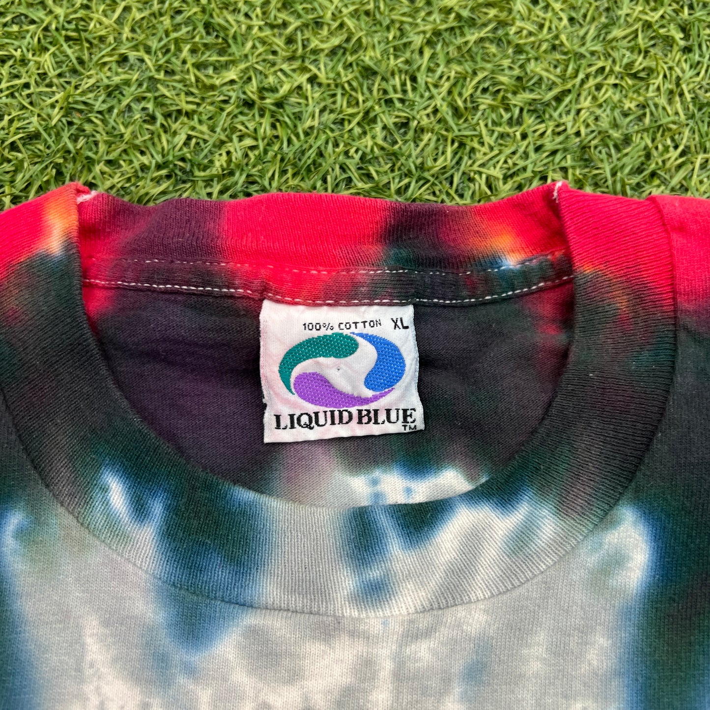 1994 Rolling Stones Liquid Blue Tag Tie Dye Tee Size XL USED v14603