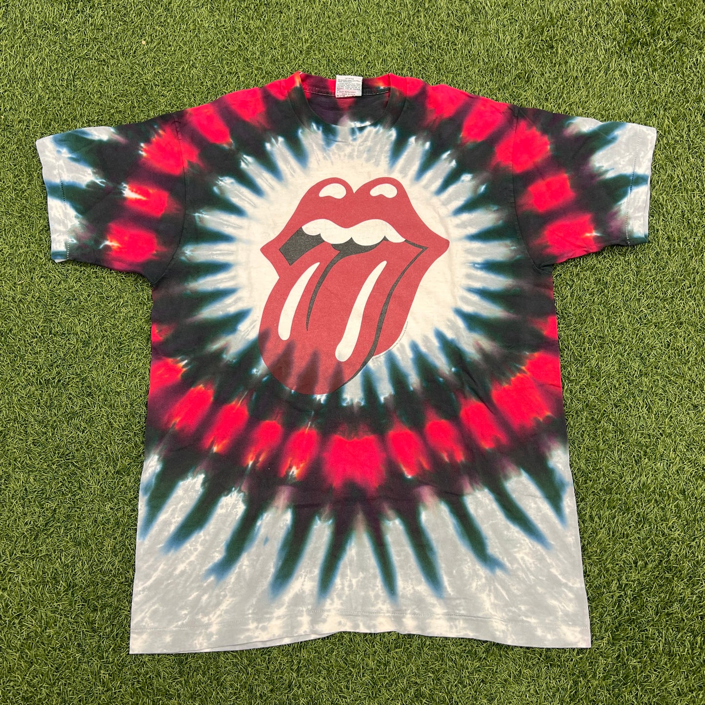 1994 Rolling Stones Liquid Blue Tag Tie Dye Tee Size XL USED v14603