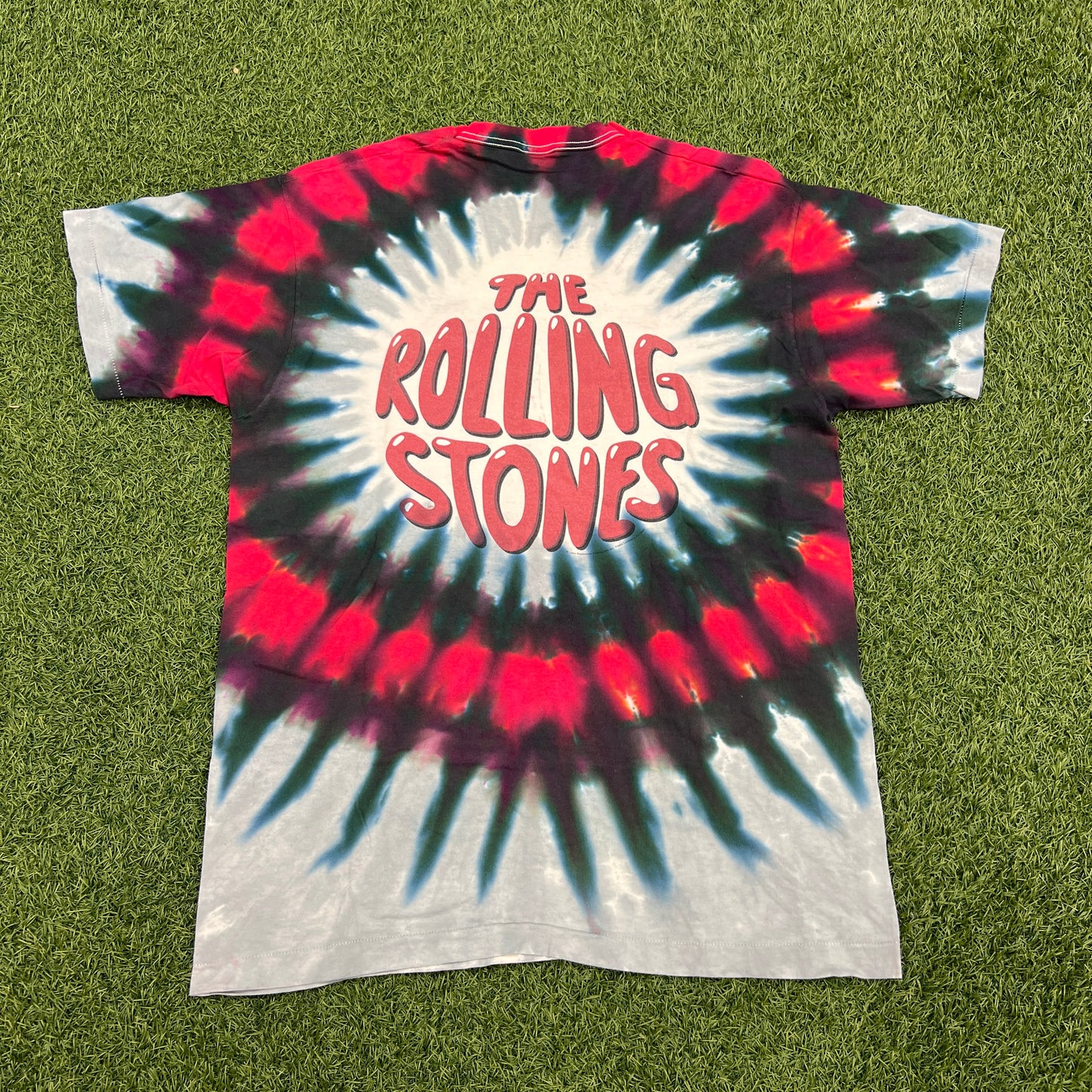 1994 Rolling Stones Liquid Blue Tag Tie Dye Tee Size XL USED v14603