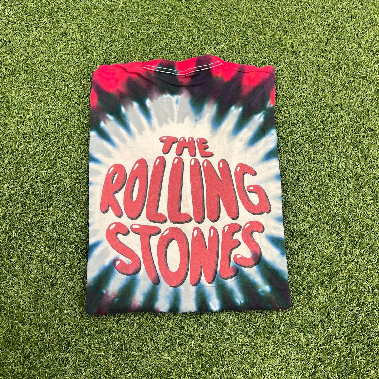 1994 Rolling Stones Liquid Blue Tag Tie Dye Tee Size XL USED v14603