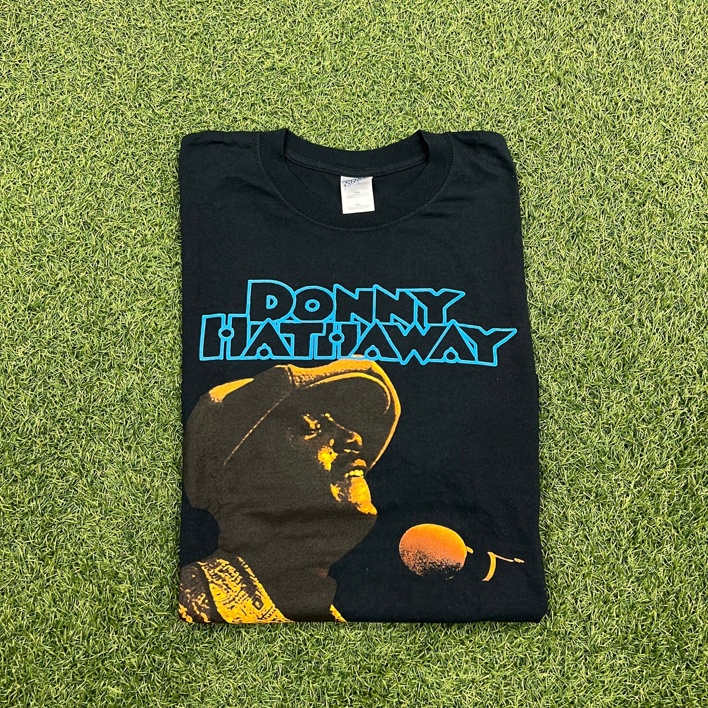 1990s Donny Hathaway Black Tee Size XXL USED v14604