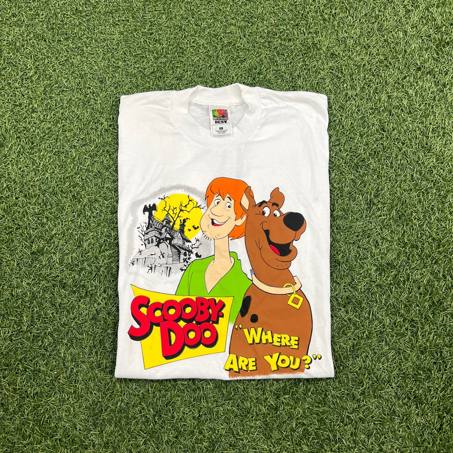 2000s Scooby Doo Where Are You White Tee Size Large USED v14610