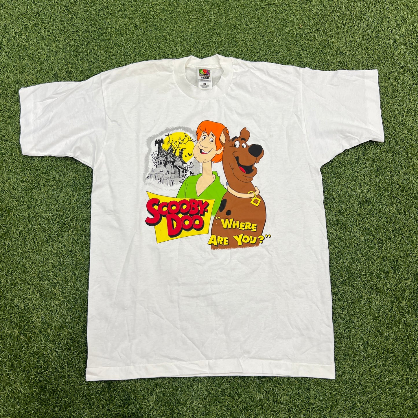 2000s Scooby Doo Where Are You White Tee Size Large USED v14610