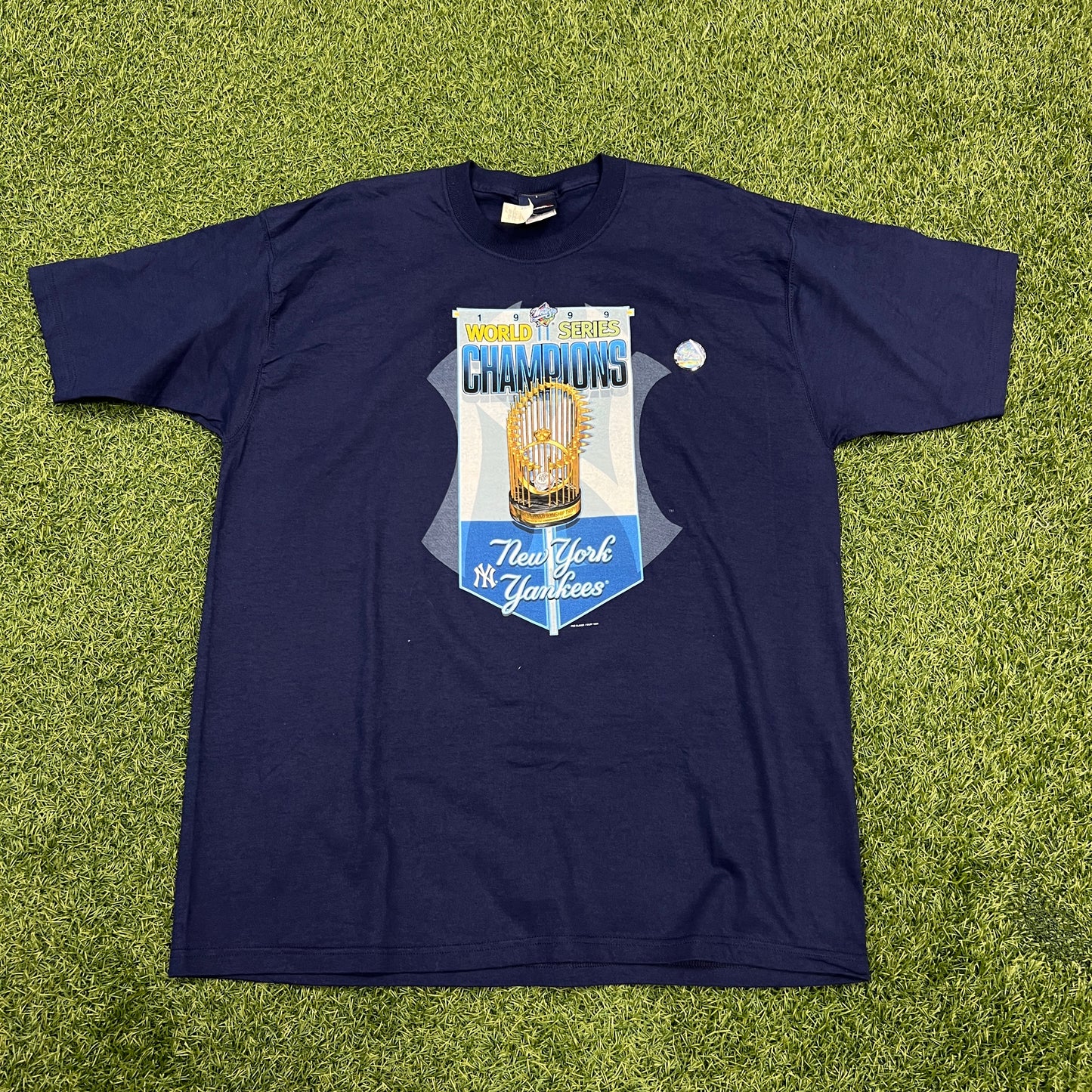 1999 Yankees World Series Champions Navy Tee Size XL NEW v14660