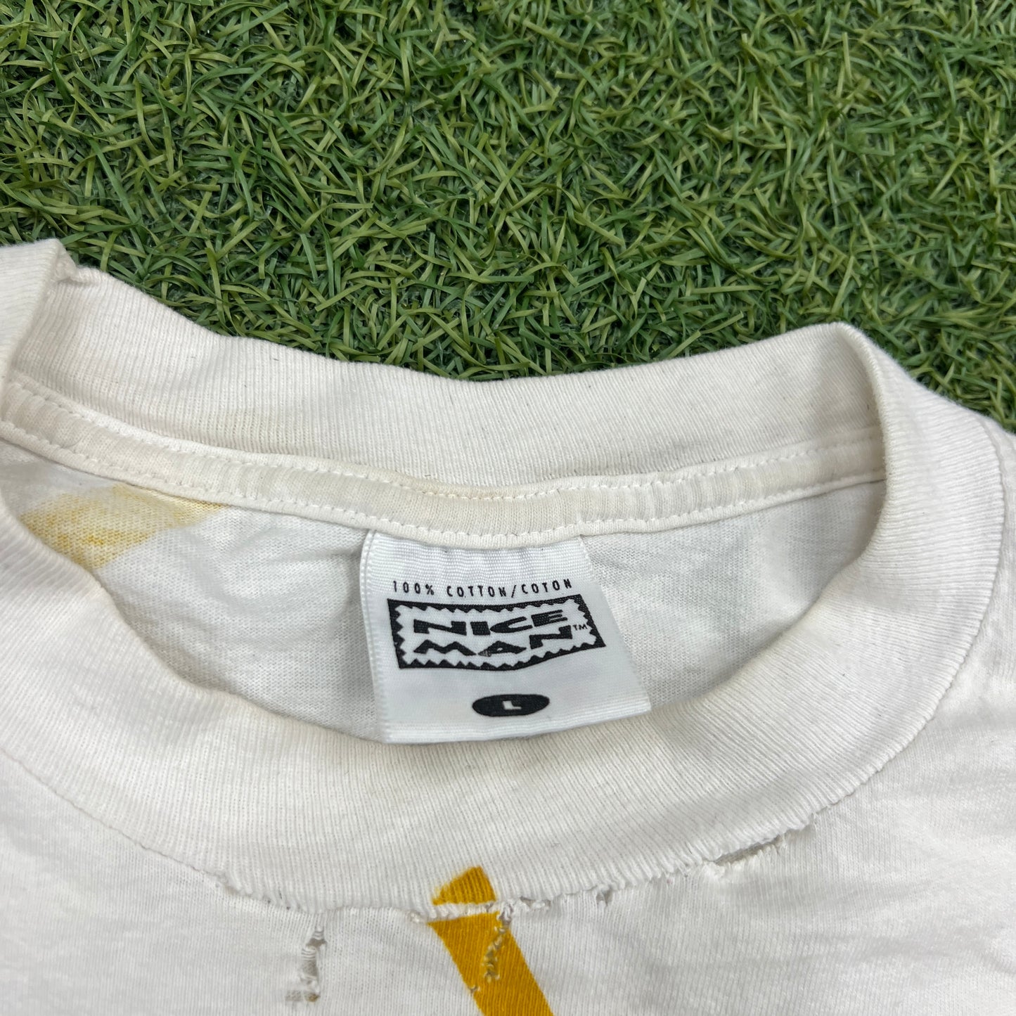 1990s Team USA Nascar AOP White Tee Size Large USED v14651