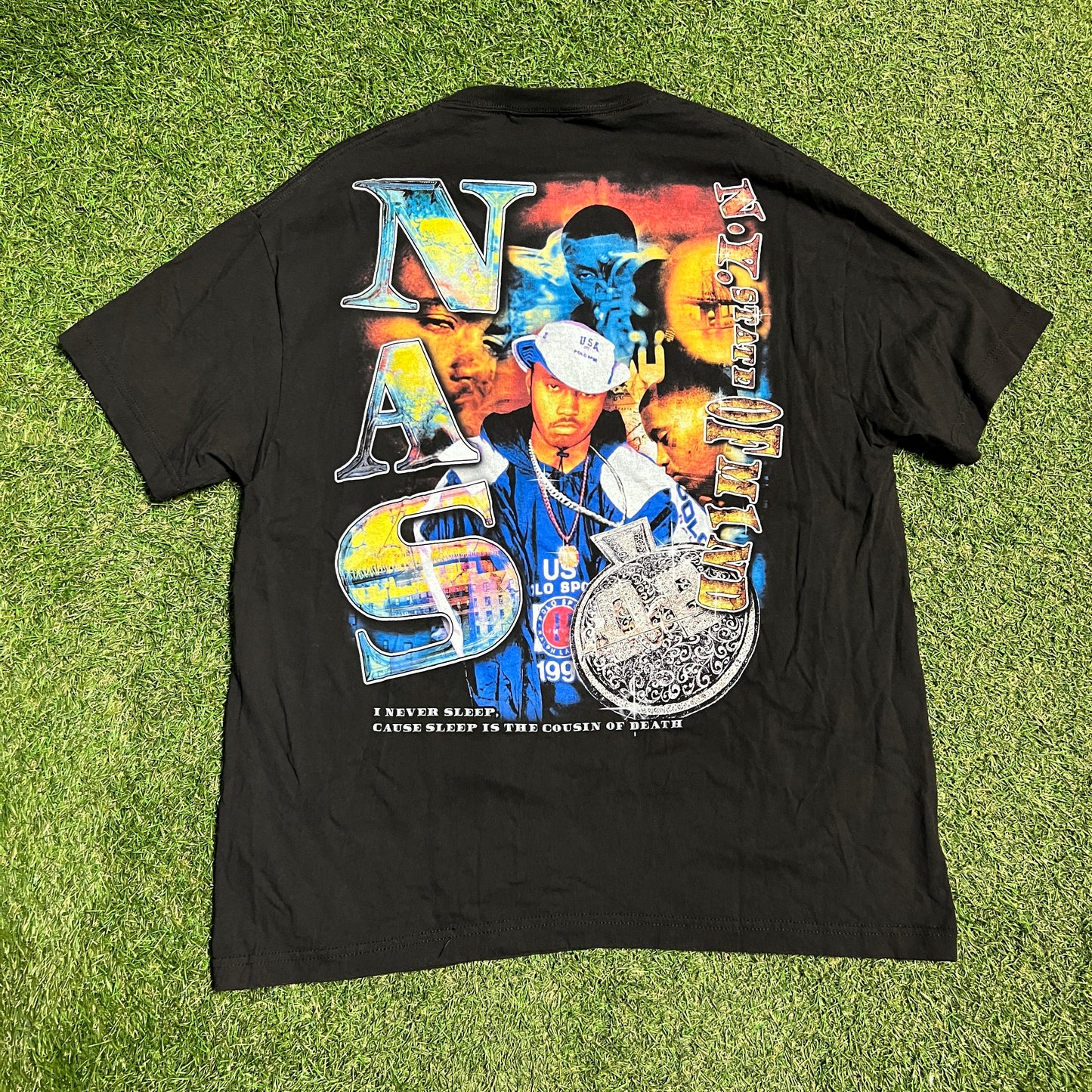 Dbruze Nas Rap Style New Age Black Tee Size XL USED v15681