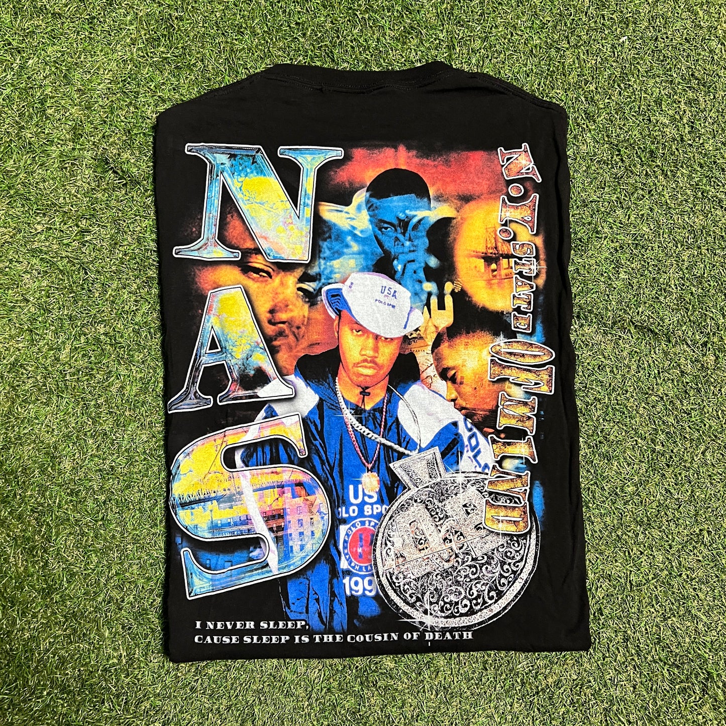 Dbruze Nas Rap Style New Age Black Tee Size XL USED v15681