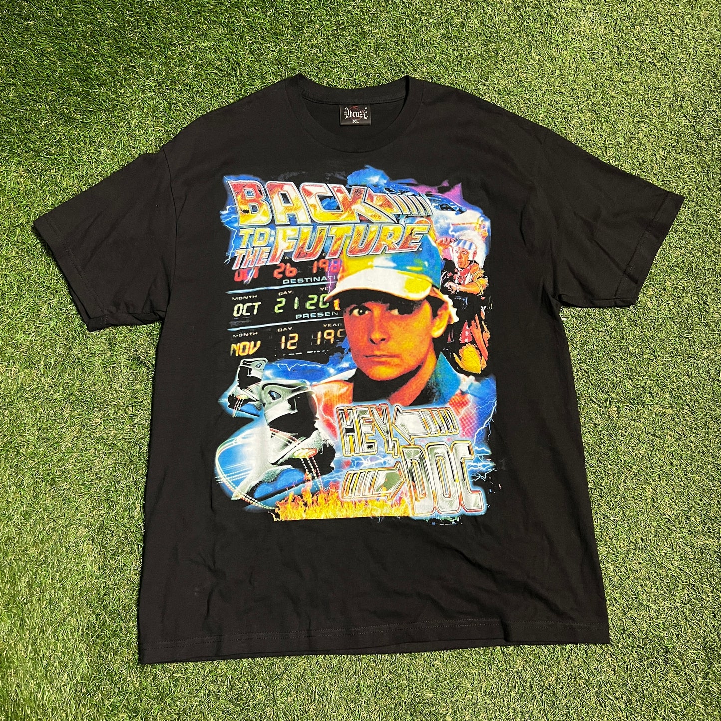 Dbruze Back To The Future Rap Style New Age Black Tee Size XL USED v15682
