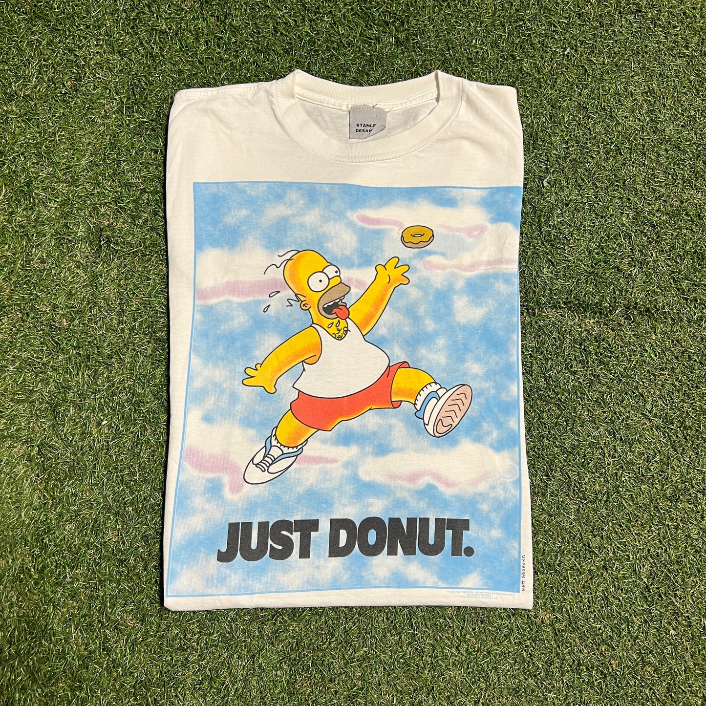 1996 Homer Simpson "Just Donut" White Tee Size Large USED v15707