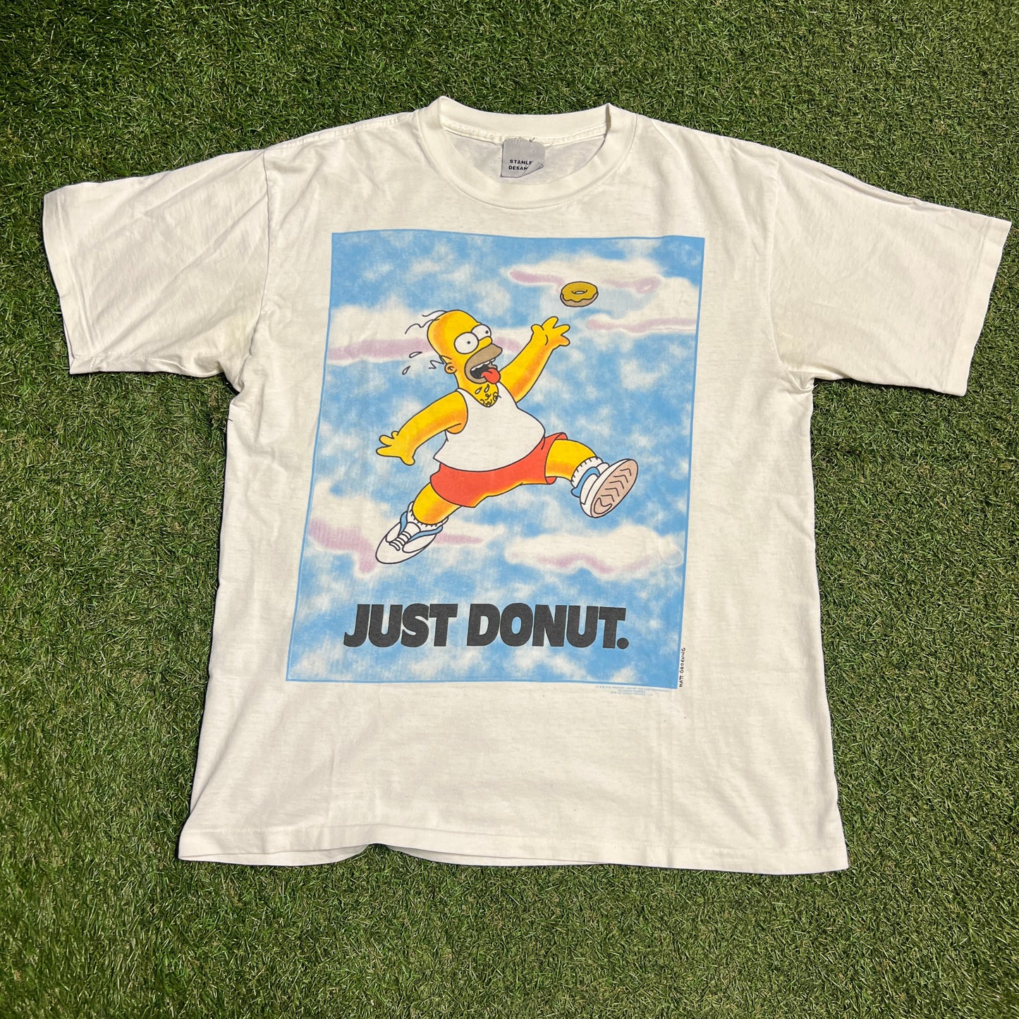 1996 Homer Simpson "Just Donut" White Tee Size Large USED v15707
