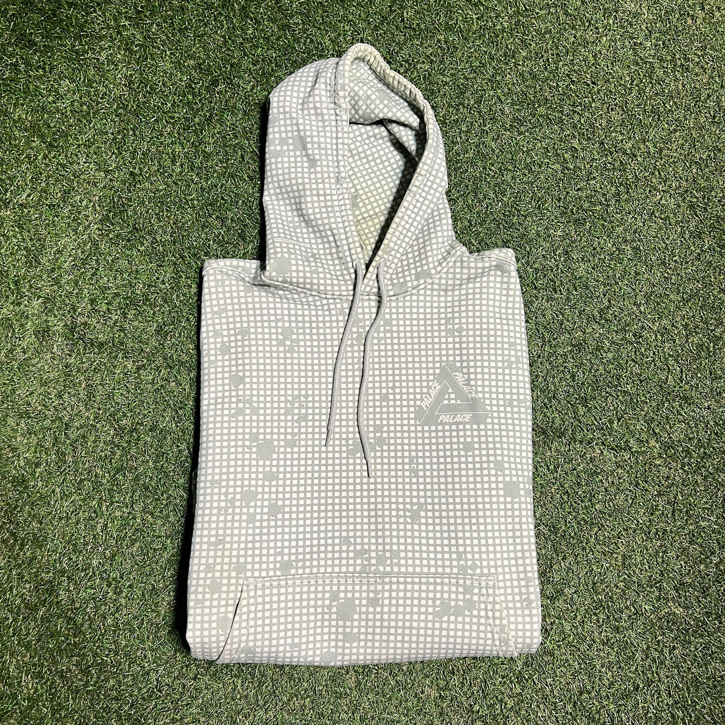 Palace Tri Ferg Grid Green Tan Hoodie Size Medium USED x13173