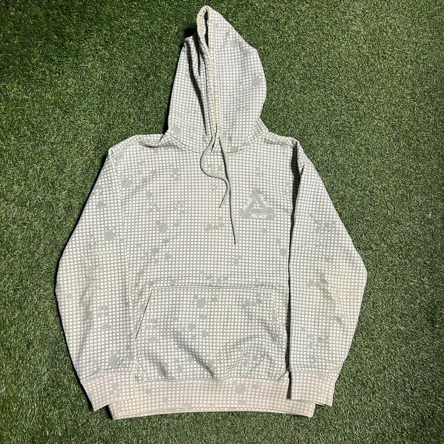 Palace Tri Ferg Grid Green Tan Hoodie Size Medium USED x13173