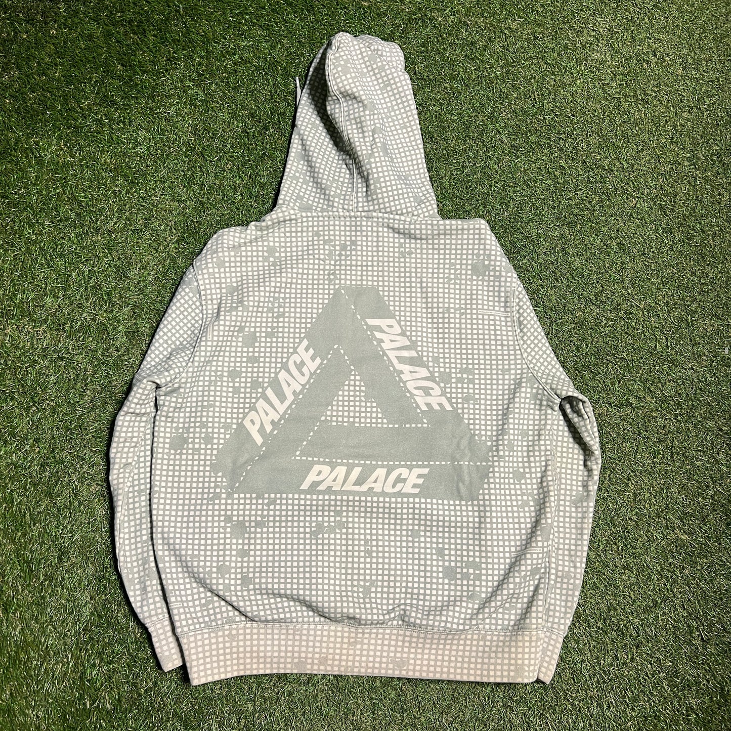 Palace Tri Ferg Grid Green Tan Hoodie Size Medium USED x13173
