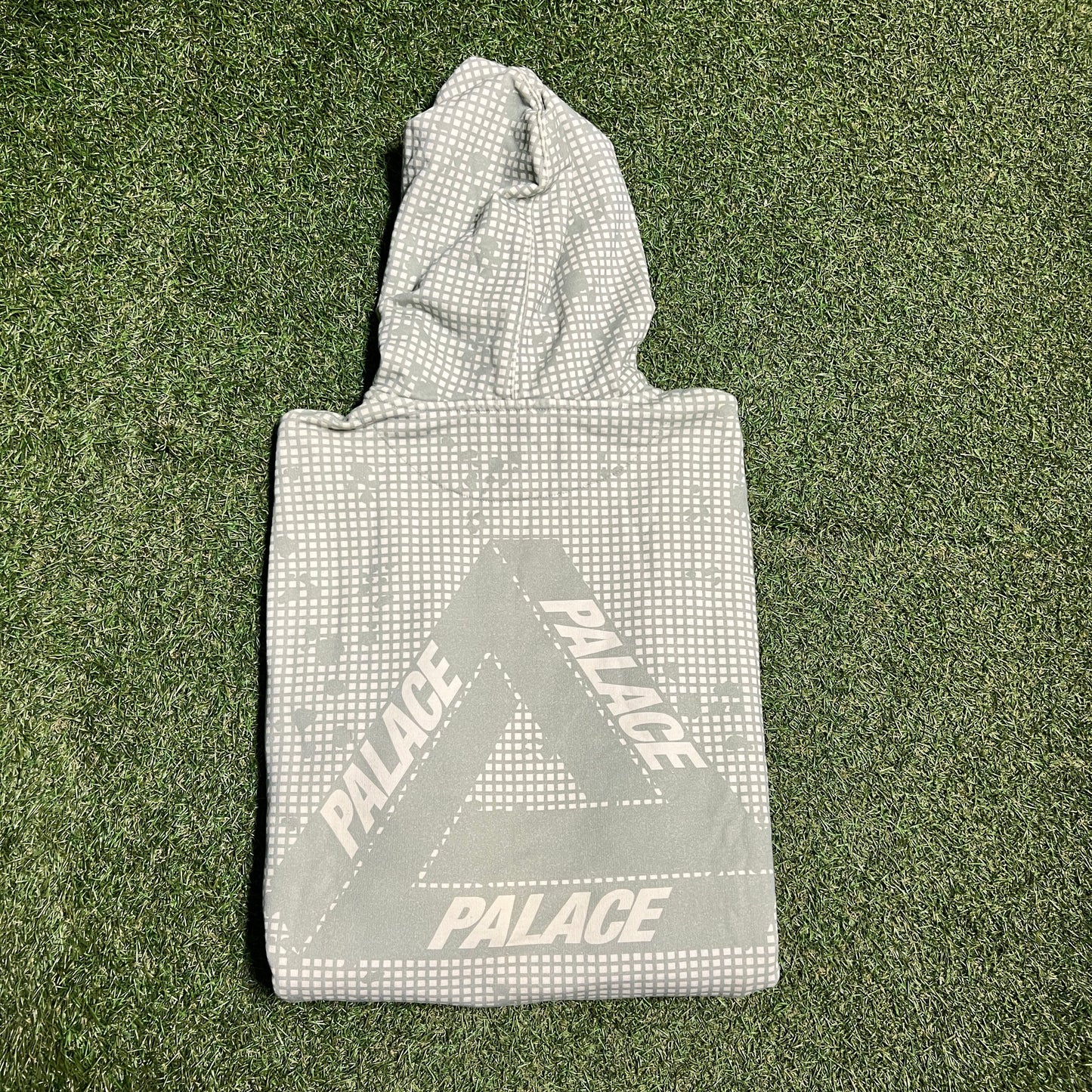 Palace Tri Ferg Grid Green Tan Hoodie Size Medium USED x13173